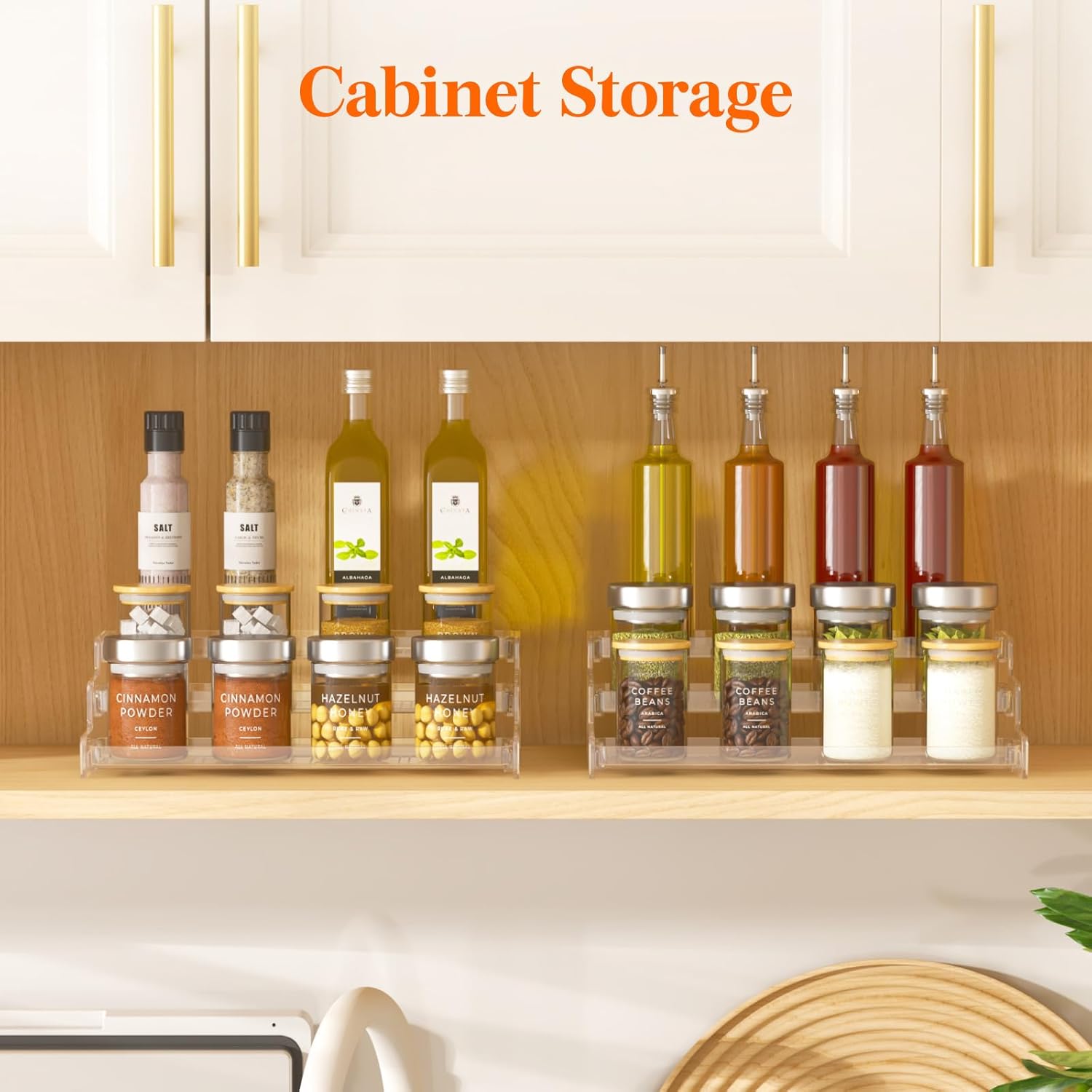 Private Label Lifewit Plastic 2 Pack 3-Tier Spice Rack, Clear Spice Organization for Cabinet, Counter, Organizer Shelf for Condiment, Seasoning, Syrup, Liquor, Medicine and Perfume for Kitchen, Pantry, Bar, Bath Dropshipping Friendly