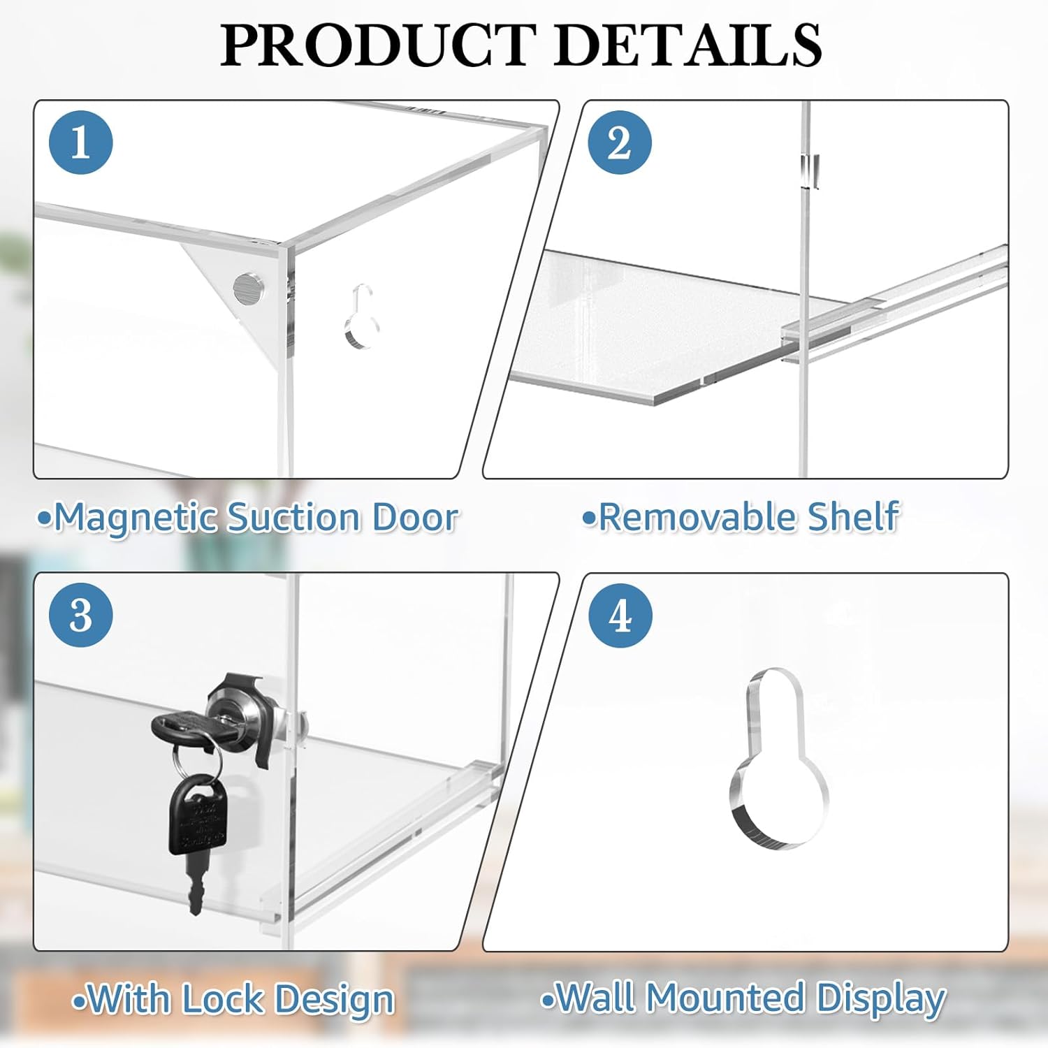Wholesale OEM ODM Acrylic Display Case with Lock Key Removable 3 Tier Clear Countertop Display Cases with Shelves Locking Showcase Retail Display Cabinet for Collectibles Figures Safe Storage(11.8x5.9x15.7inch) Factory & Supplier