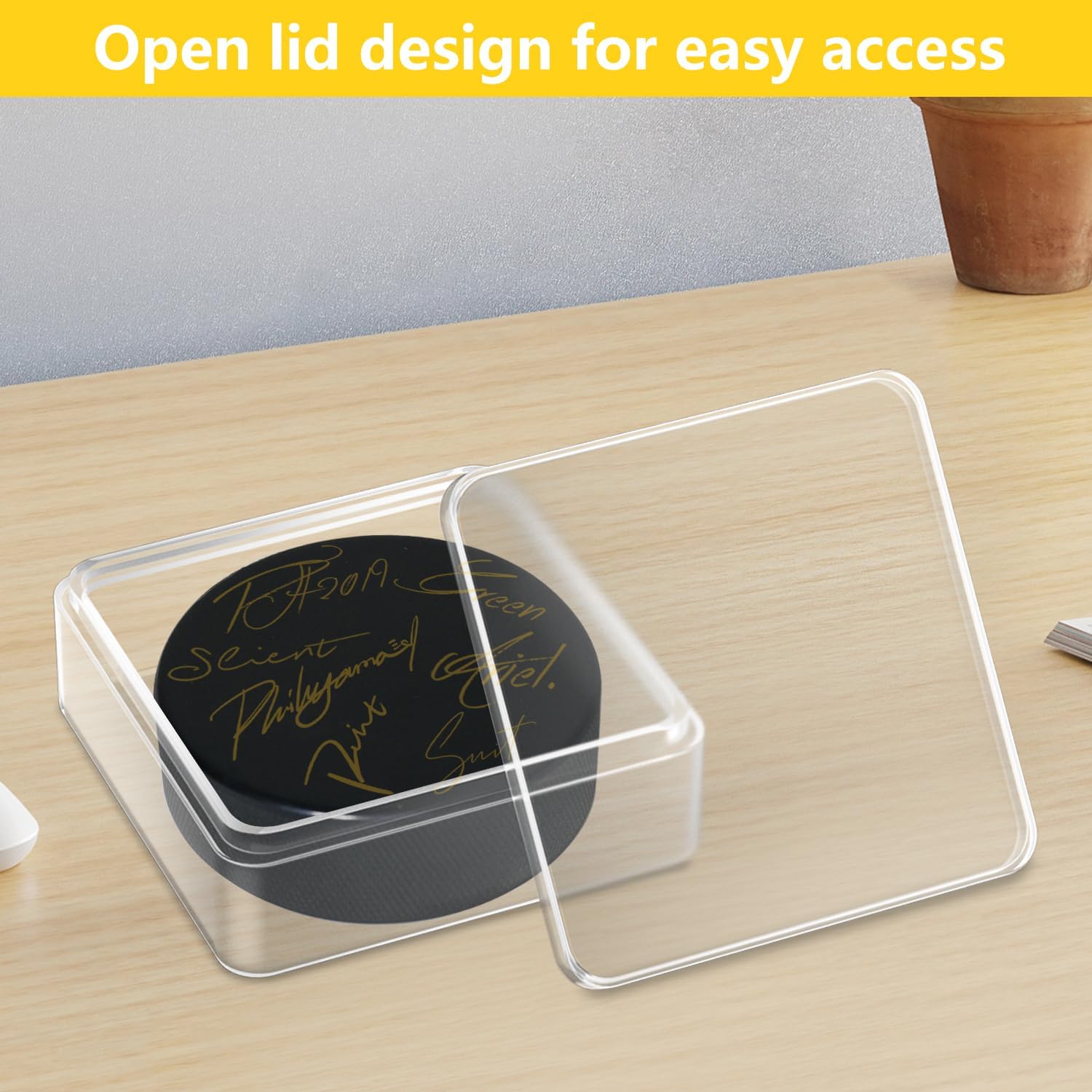 ODM Hockey Puck Display Cases, Acrylic Cube Square Hockey Puck Display Cases - Fits Official Size Hockey Puck (12 PCS) Custom Logo Service