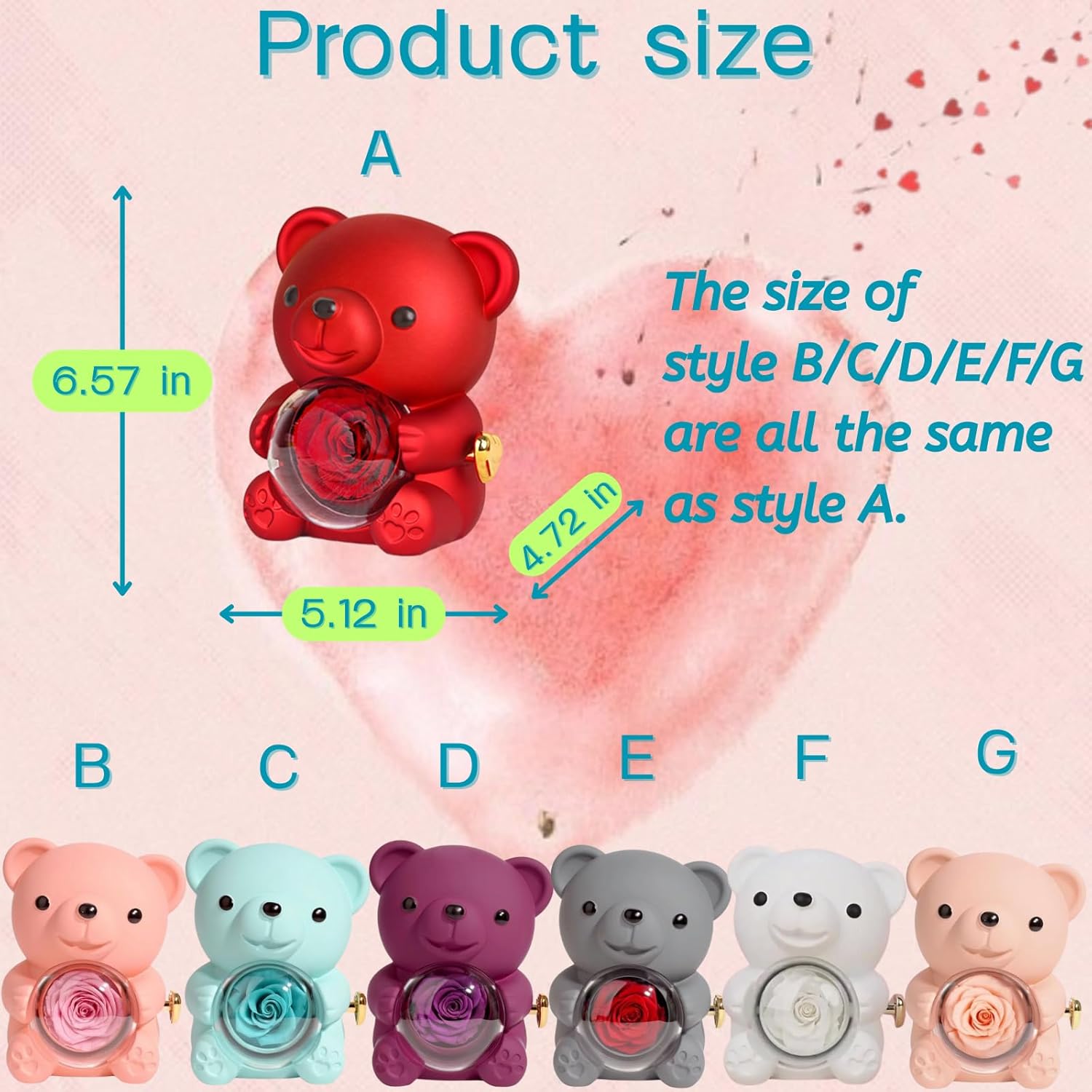 ODM Eternal Rose Hug Bear Jewelry Gift Box for Girls,Preserved Rose Bear Gift Keepsake Box for Jewelry/Rings/Necklace Storage,Forever Flower Bear Necklace Storage Box as Valentines Day Gift (Grey E) Custom Mold Development