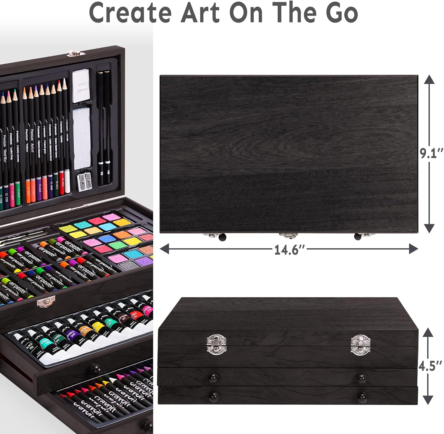 ODM 175 Piece Deluxe Art Set with 2 Drawing Pads, Acrylic Paints,Crayons,Colored Pencils,Paint Set in Wooden Case,Professional Art Kit,Art Supplies for Adults,Teens and Artist,Paint Supplies Custom Mold Development