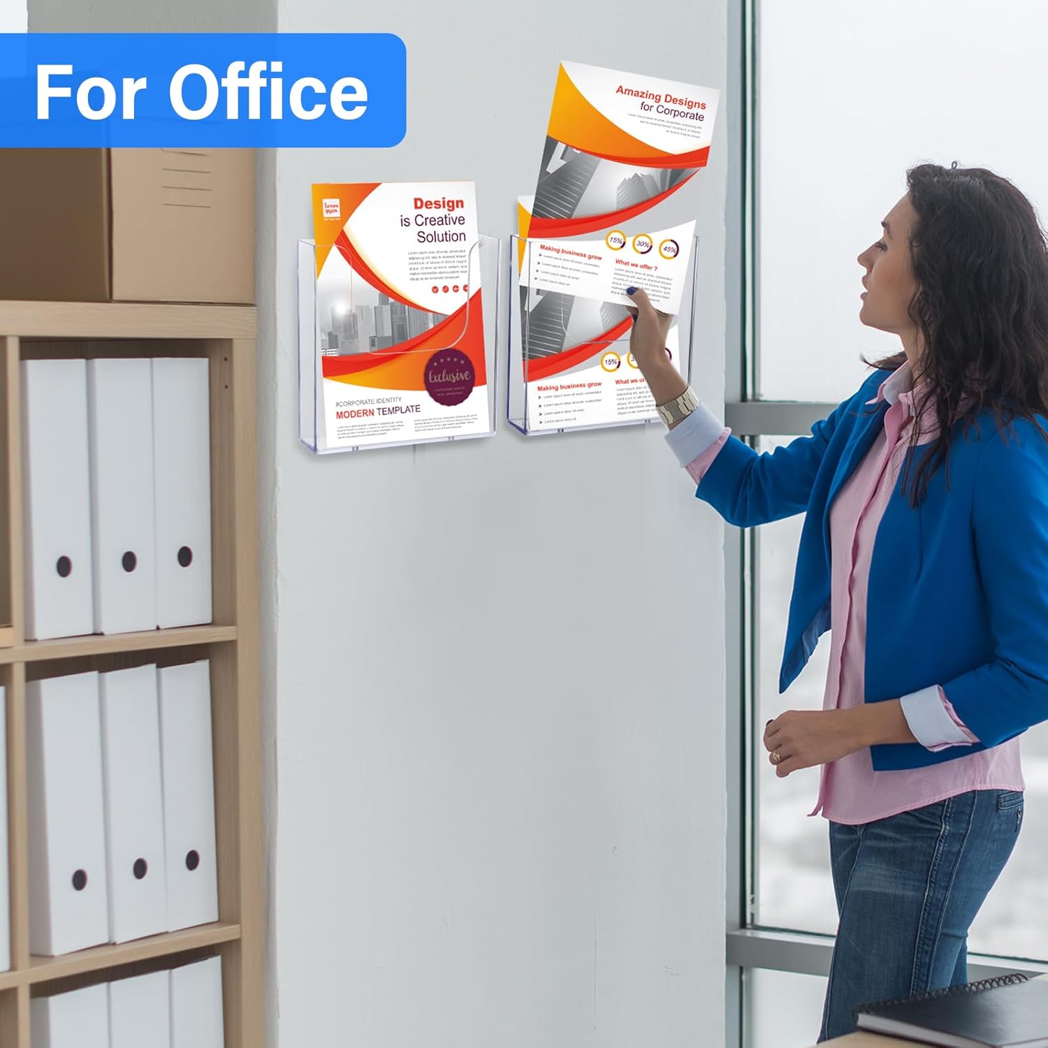 Wholesale Ripeng 8 Pack Brochure Holder Wall Mount 6 x 9 Inch Clear Flyer Holder Magazine Pamphlet Display Stand Acrylic Wall Organizer Plastic Wall File Holder for Literature Mail Paper Document Rack Display China Factory Bulk Supply