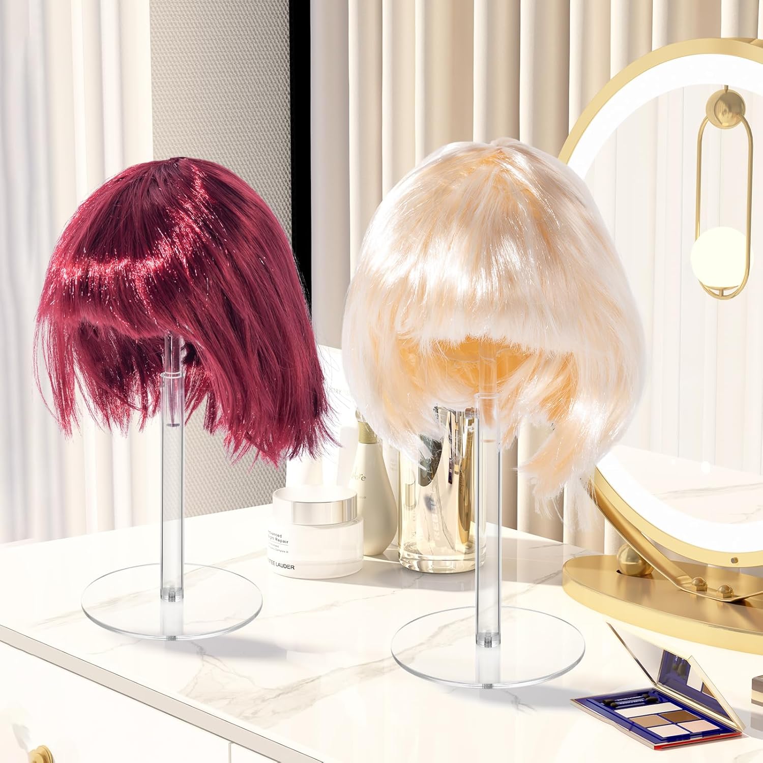 Private Label 2 Pack Clear Acrylic Hat Display Stand Height Adjustable, Countertop Hat Holder for Baseball Caps Cowboy, Wig Head Counter Stand for Closet (PATENT PENDING) OEM Wholesale Manufacturer