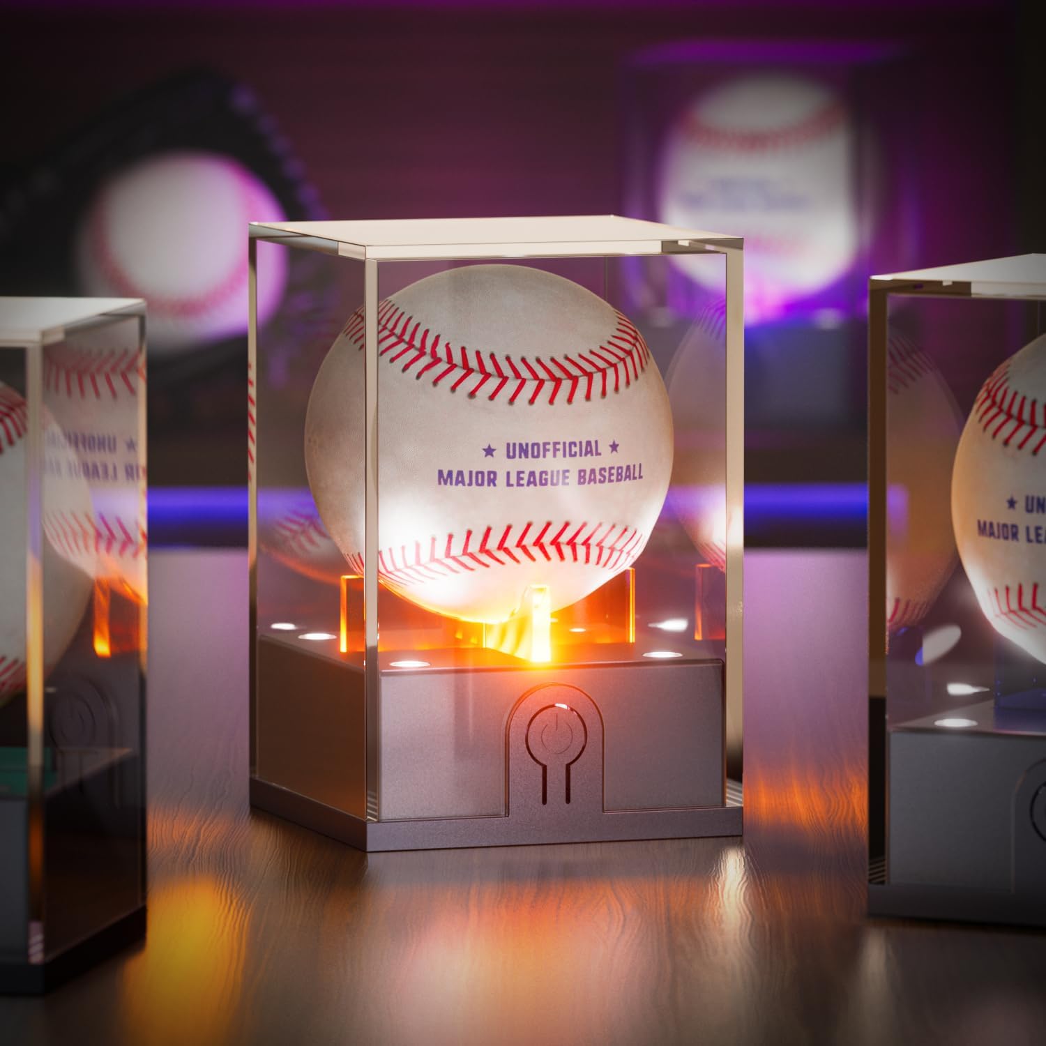 ODM Baseball Display Case with Led Light, Light up Baseball Case for Display, Acrylic Baseball Holder Display Case, UV Protected Clear Baseball Stand Baseball Cube for Memorabilia Baseball Gifts Custom Logo Service