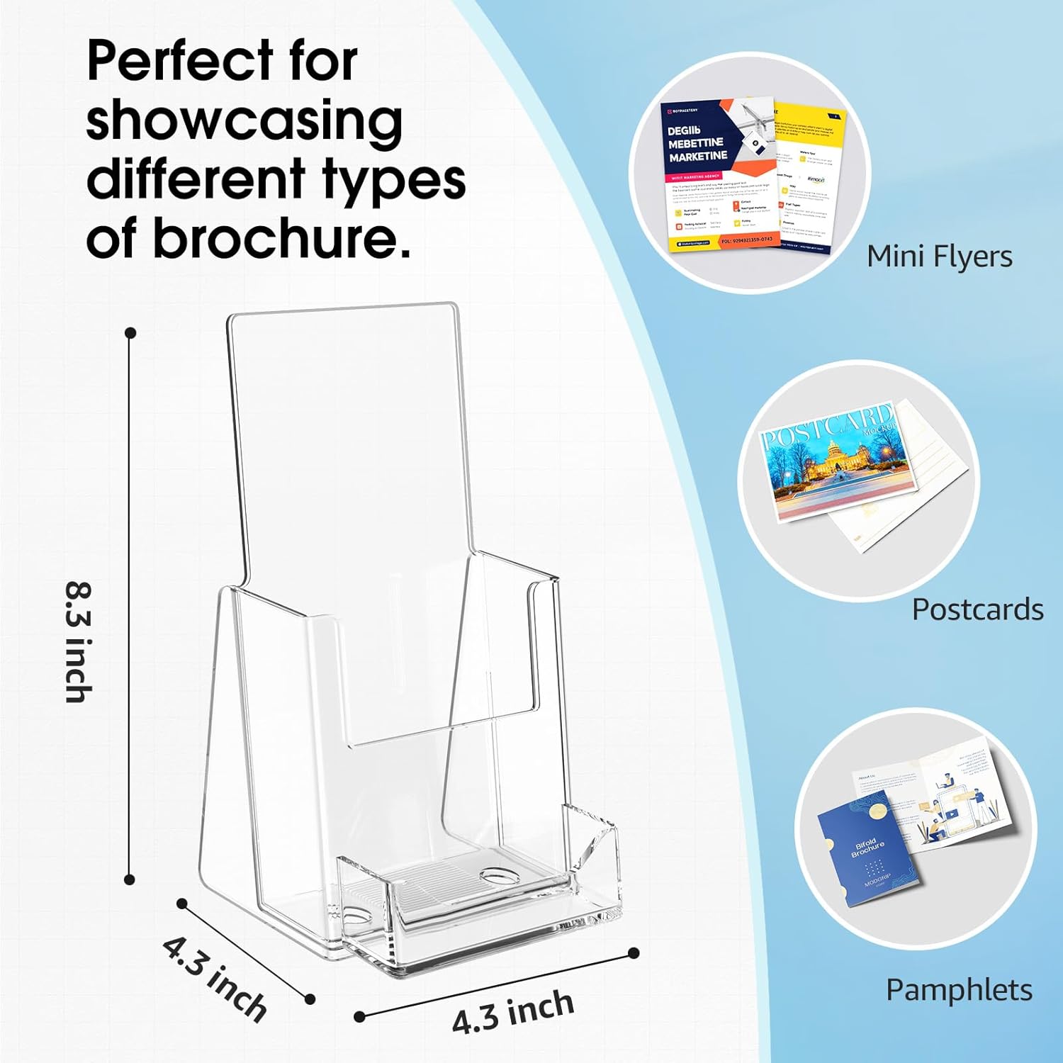 Wholesale MaxGear Brochure Holder 4x9 inch with Business Card Organizer, Acrylic Literature Display Stand Clear Plastic Flyer Holder Wall Mount or Countertop Use for Pamphlets, Booklets, 2 Pack China Factory Bulk Supply