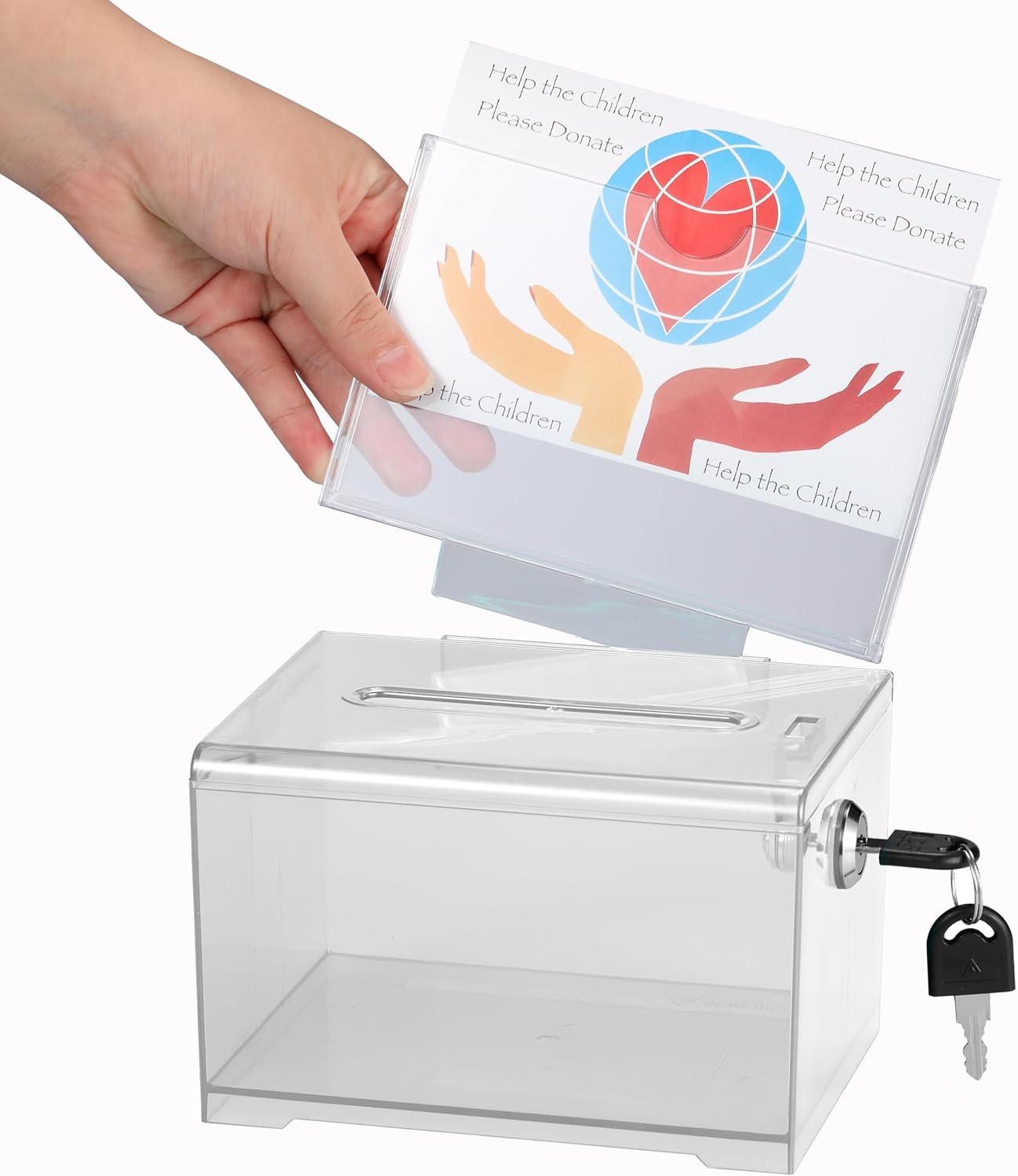 Adir Acrylic Donation Ballot Box with Lock - Secure and Safe Clear Slotted Suggestion Box - Storage Lock Deposit Box with Keys for Cards, Votes, Tickets, Feedback and Money (6.25 x 4.5 x 4 inches)