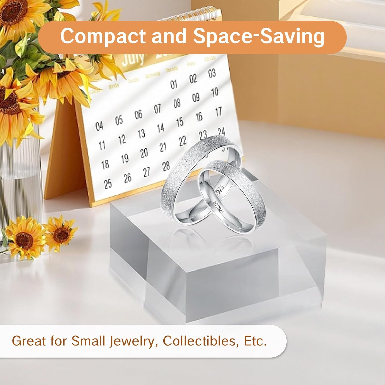ODM NIIIYTYB Acrylic Blocks Square Display Block 2x1 Inch Small Cube Riser Stand Clear Glass Like Base Stands for Jewelry Crafts Rings and Pieces Showcase Support Acrylic Cubes Bases Custom Logo Service