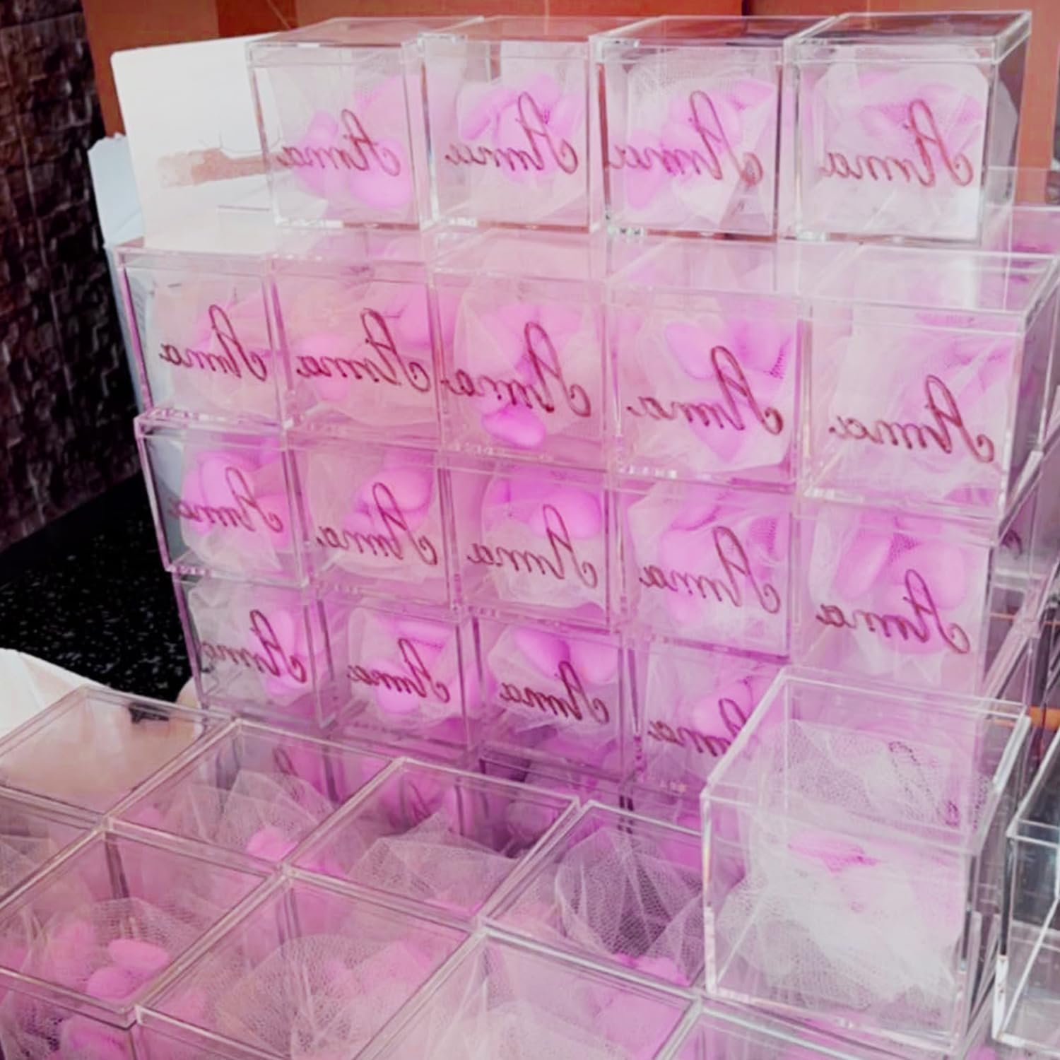ODM Clear Plastic Square Cube,15 Pack Small Plastic Storage Box With Lid Transparent Clear Square Containers Display Boxes Gift Box With Glitter Ribbon,Storage Box with Lid for Candy(Clear, 2.6 x 2.6 IN) Custom Mold Development