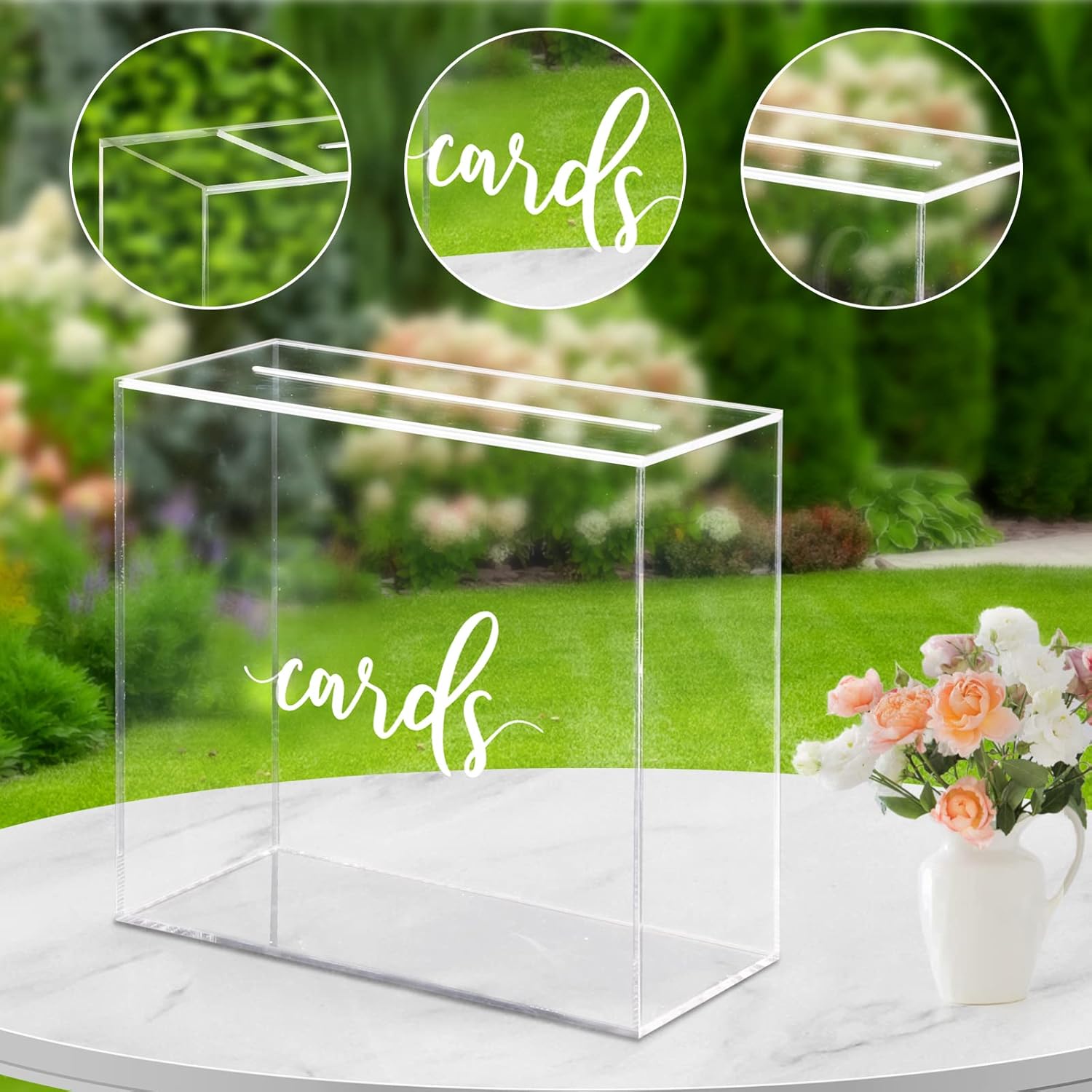 Private Label Hooqict Clear Acrylic Wedding Card Box with Slot Large Blank Gift Card Boxes for Reception, Party, Wishing Well, Money Box Holder, Graduation Decorations, Baby Shower Wholesale Manufacturer