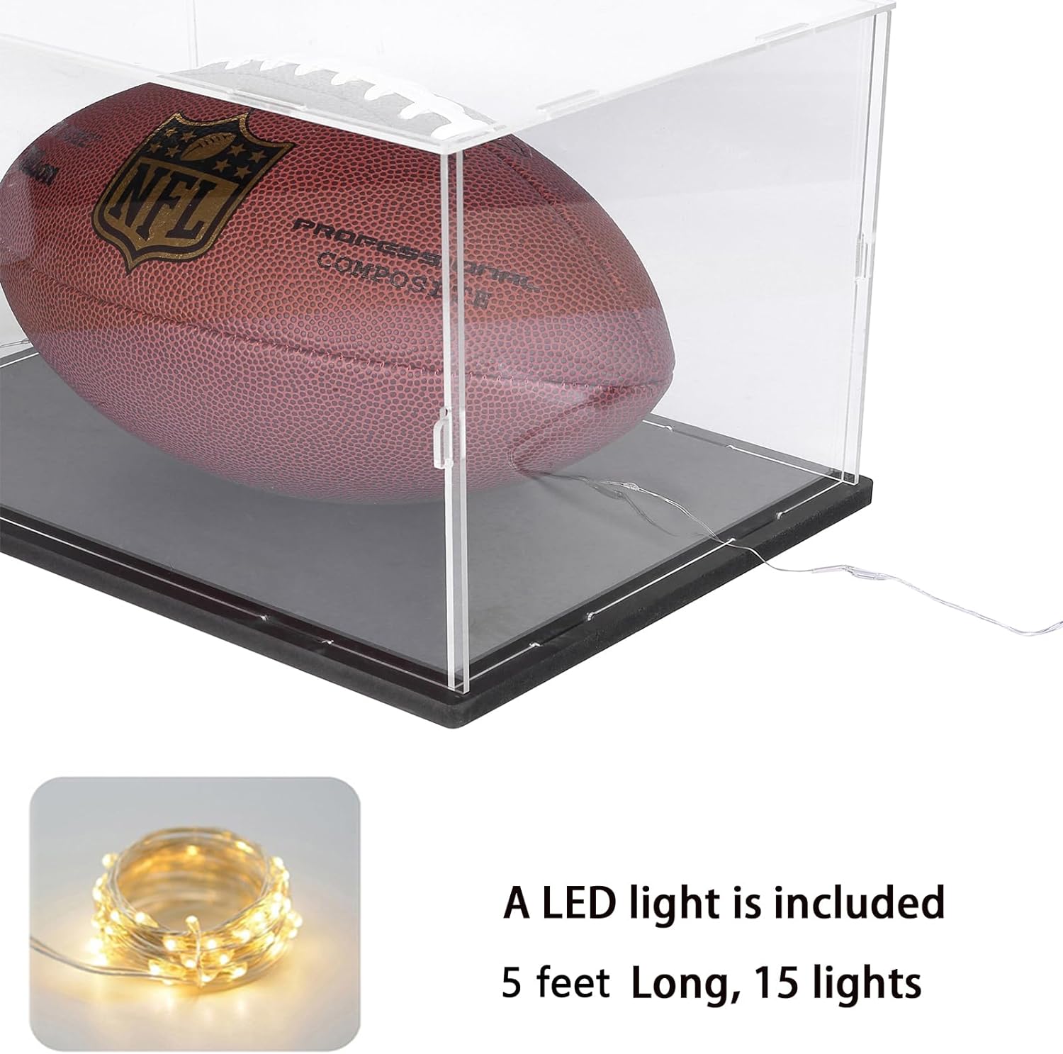 Wholesale OEM ODM Clear Acrylic Display Case for Collectibles Assemble Transparent Acrylic Box Dustproof Protection Showcase with Black Wood-Plastic Base and Lamp Beads,Inside 7.9x3.9x3.9inch Factory & Supplier