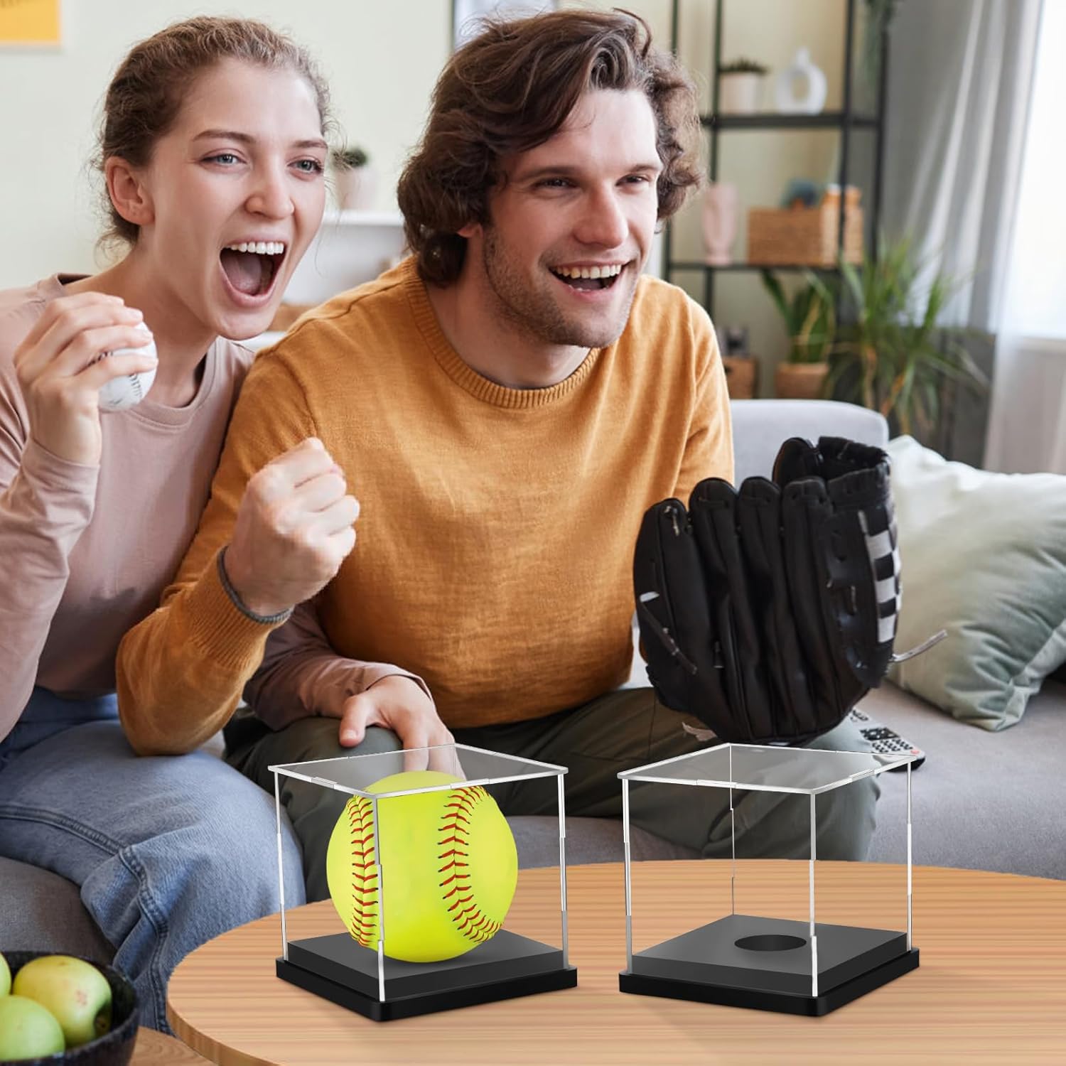 ODM 2PCS Softball Display Case Acrylic Clear Display Box Baseball Tennis Golf Protected Stand for Signed Memorabilia Large 12 Inch Sports Game Ball Storage Cube Custom Logo Service