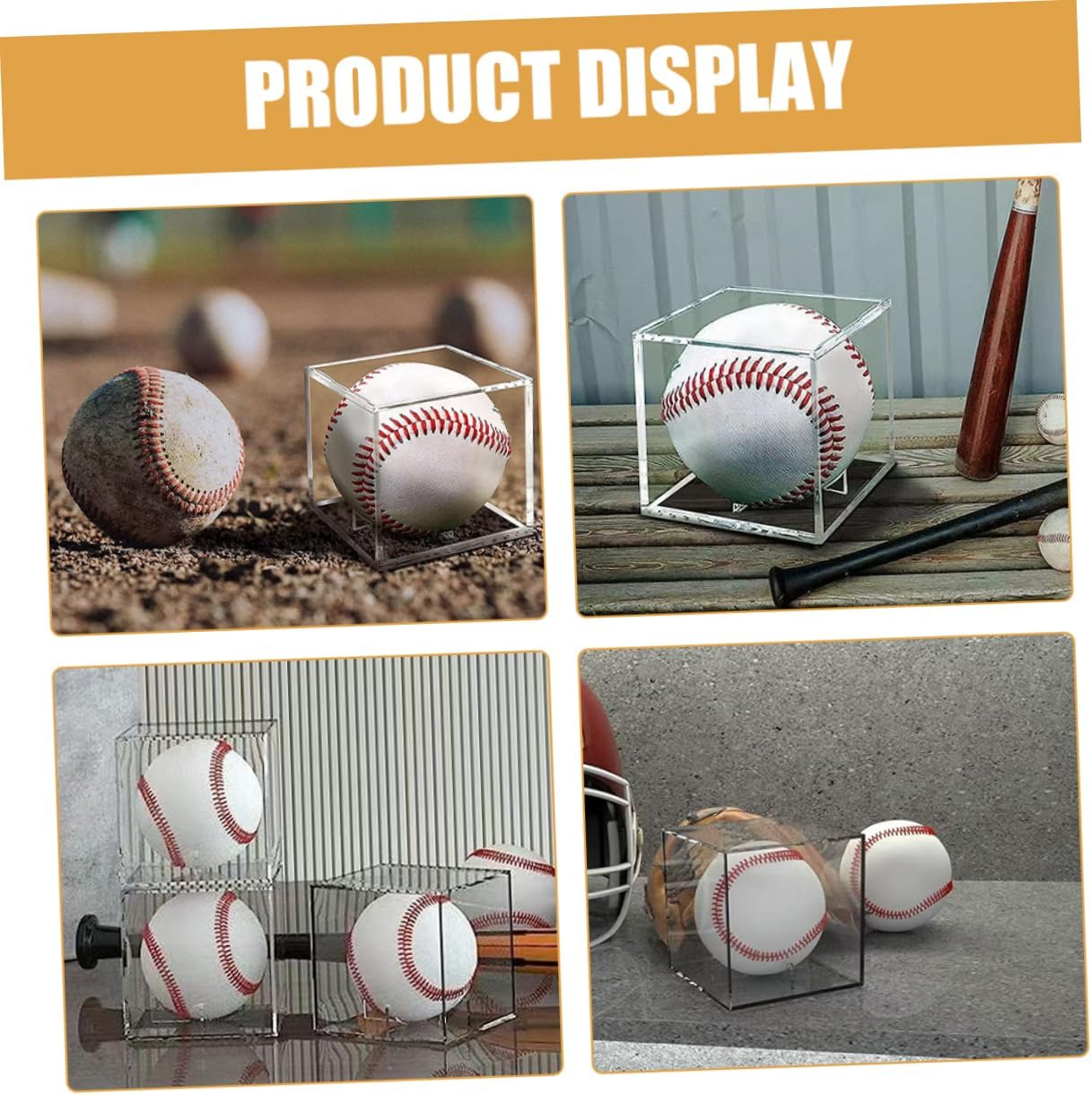 ODM 3pcs Clear Acrylic Baseball Display Case with Stand Transparent Cube Holder for Autographed Baseballs Memorabilia Showcases and Collectible Storage Custom Logo Service