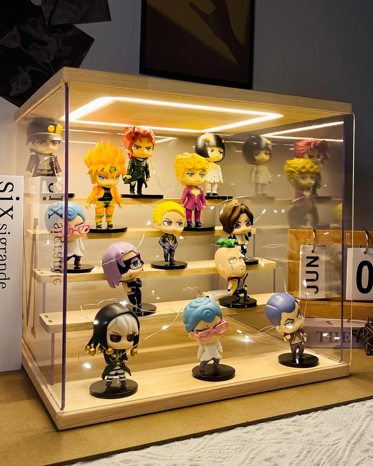 Private Label Clear Acrylic Display Case with Light , 4 Tier Display Box Stand Assembly Dustproof Protection Showcase for Collectibles Action Figures (12.6×9.6×10.6in; 32×24.5×27cm) Ecommerce Ready Product