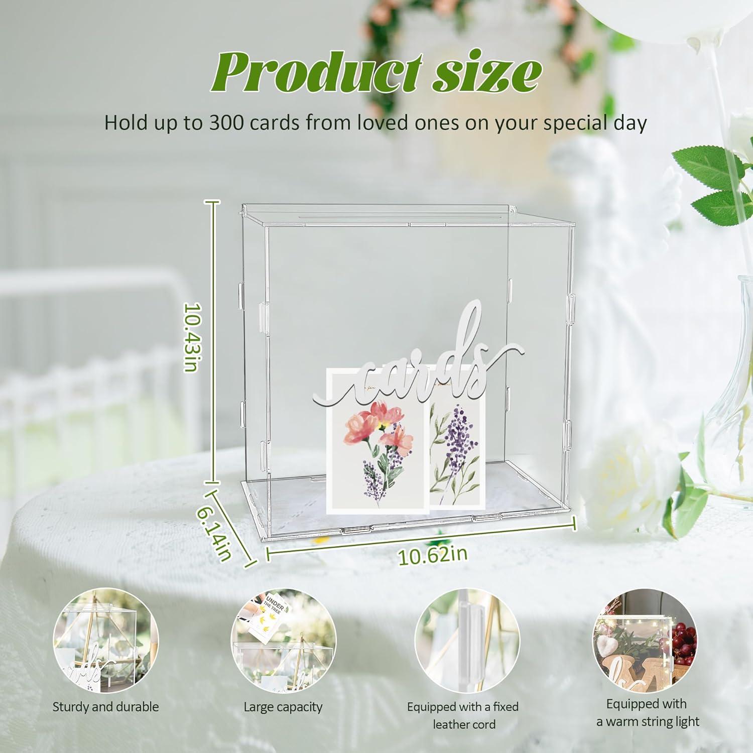 Private Label GENMOUS 10.5" Acrylic Wedding Card Box with Lid, Large Gift Card Box for Wedding Reception, DIY Clear Wedding Envelope Money Card Box for Party,Graduation,Baby Shower,Birthday Decorations,Memory Box Wholesale Manufacturer