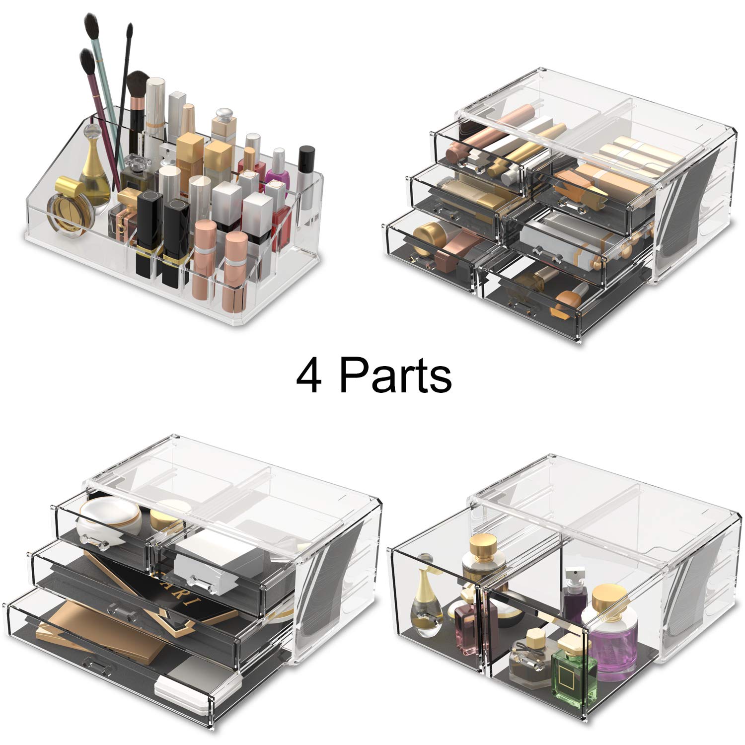 Private Label Readaeer Makeup Cosmetic Organizer Storage Drawers Display Boxes Case with 12 Drawers(Clear) Custom Logo Service