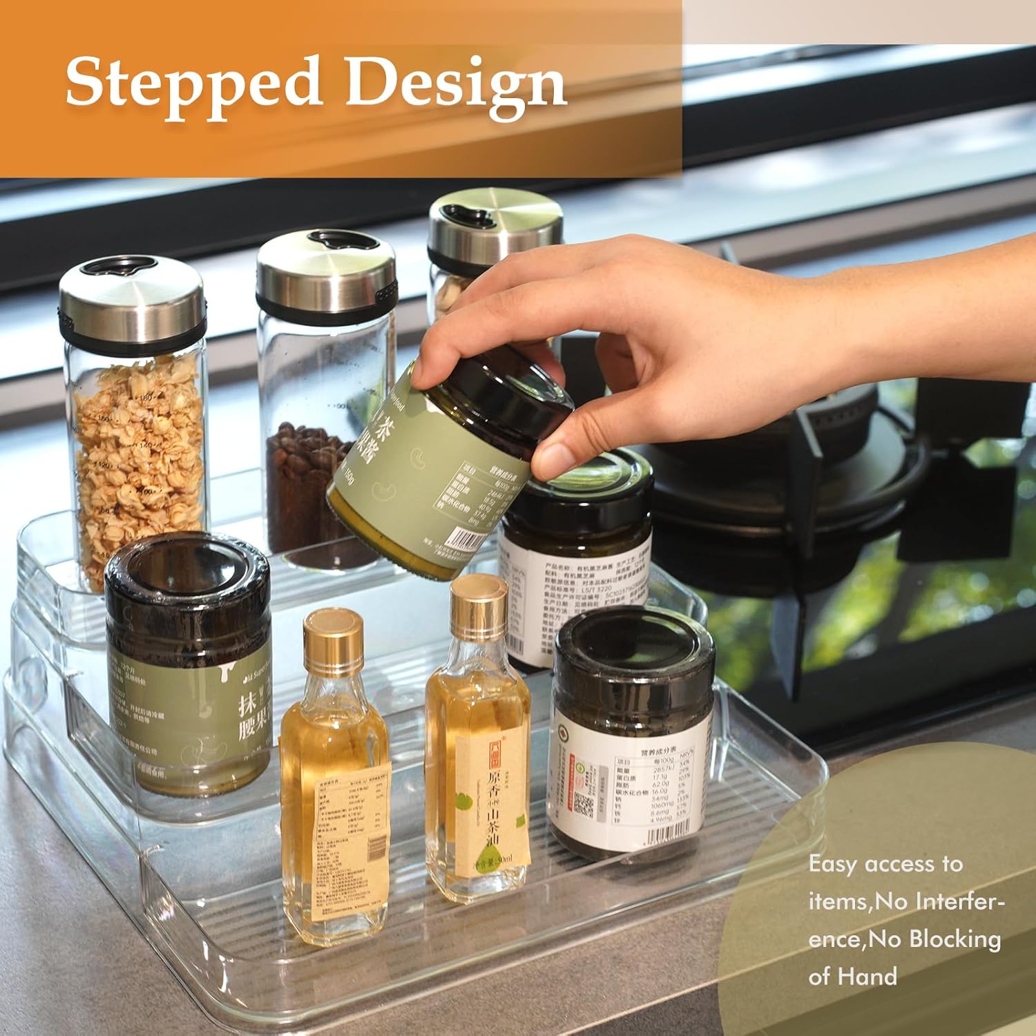 Private Label GREATLINK 3-Tier Spice Rack Organizer for Cabinet and Kitchen Countertop, Acrylic Pantry Organizers and Storage for Spice and Seasoning, Ideal for Perfume Organizer & Medicine Cabinet Organizer, 1PCS Dropshipping Friendly