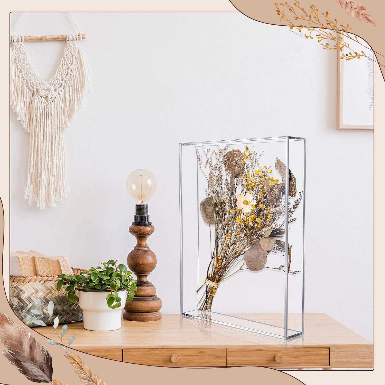 Wholesale OEM ODM Barydat 2 Pcs Acrylic Shadow Boxes Display Cases, Shadow Box DIY Frame Clear Acrylic Display Cases Wedding Memory Dried Flower Container Picture Photo Frame for Valentine Day Wedding(11 x 14'') Factory & Supplier