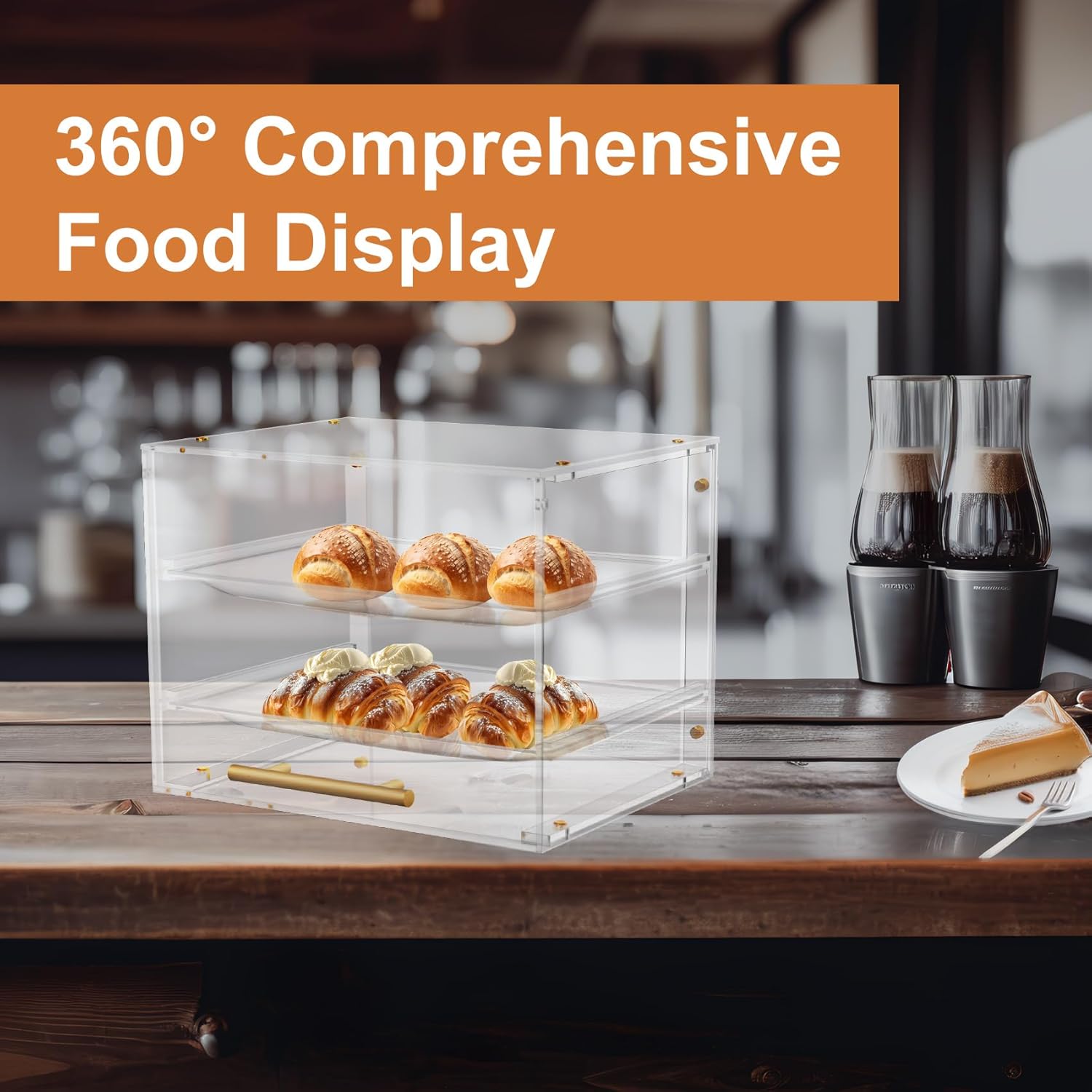 Wholesale OEM ODM Pastry Display Case, Cookie Display Case 2 Tray Commercial Countertop Bakery Display Case with Front Doors, Acrylic Pastry Case for Exquisite Dessert Display, Cookie Display Factory & Supplier
