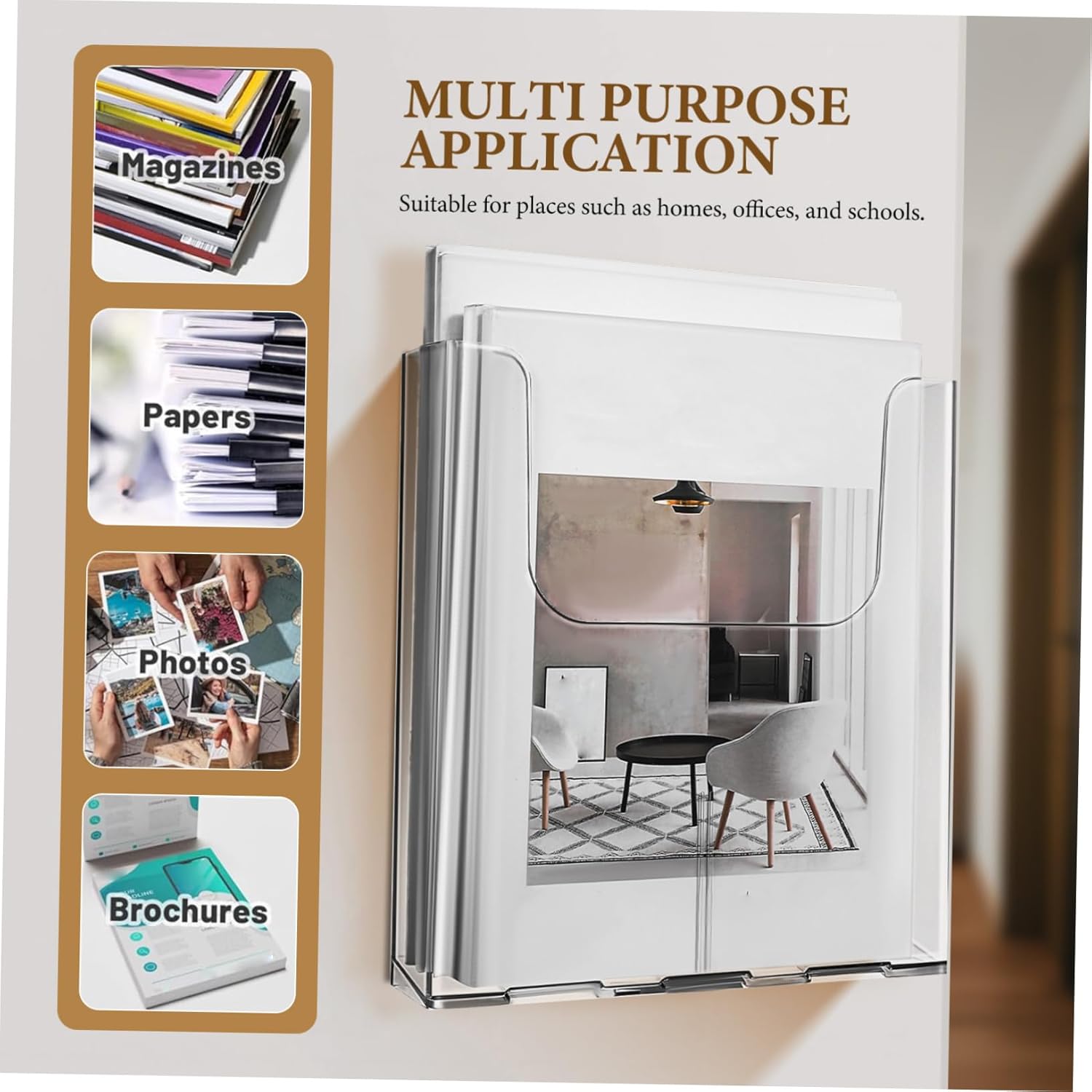 Wholesale 4pcs Acrylic Wall Mounted Document Holder Clear Magazine Organizer for Home Office and School Versatile Pamphlet Stand Easy Installation Space Saving Design China Factory Bulk Supply