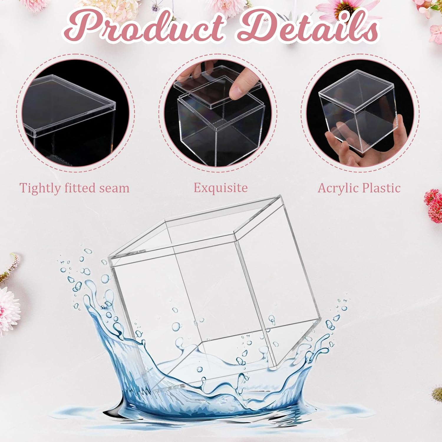 Private Label 12 Pcs Clear Acrylic Box with Lid Decorative Plastic Display Box Acrylic Gift Box Tiny Square Box Clear Storage Containers for Home Candy Treats Jewelry Display 3 x 3 x 3 Inch Wholesale Manufacturer
