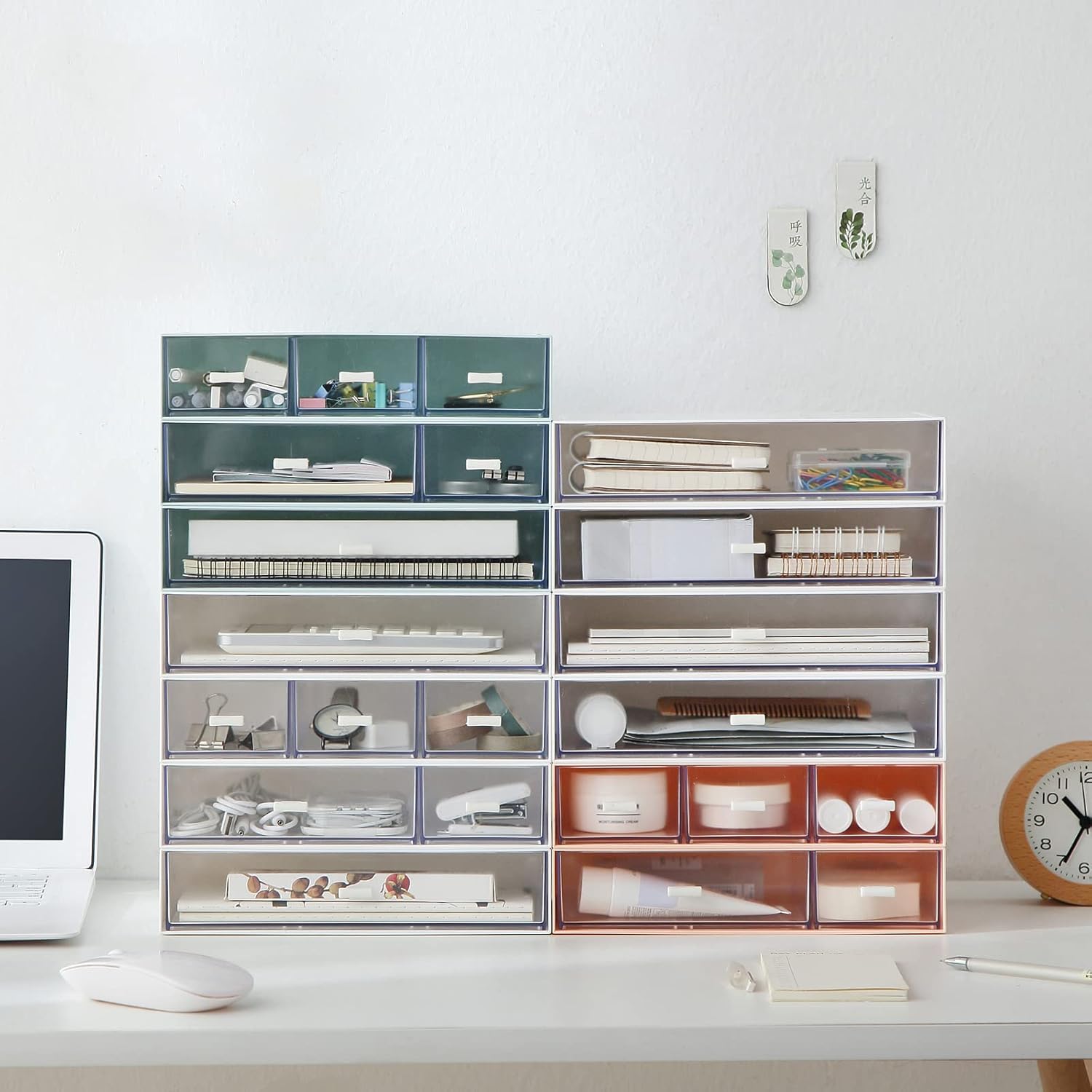 Private Label Desk Organizer with 6 Drawers, Makeup Organizer, Plastic Cosmetic Organizer, Bathroom Organization Boxes, Desktop Storage Box(White) Custom Logo Service