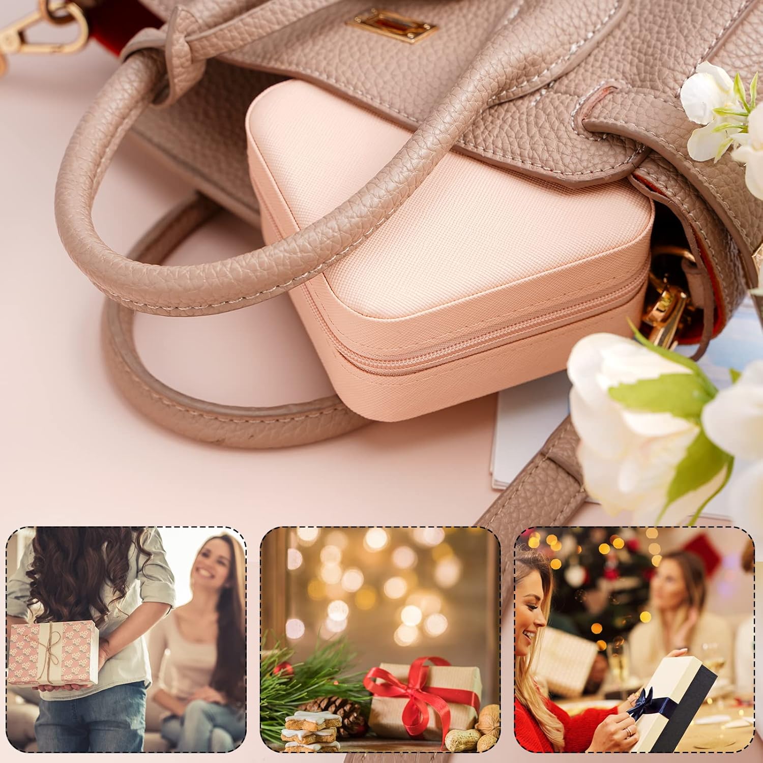 Direct Manufacturer Portable Travel Mini Jewelry Box Leather Jewellery Ring Organizer Case Storage Gift Box Girls Women (pink). Low MOQ