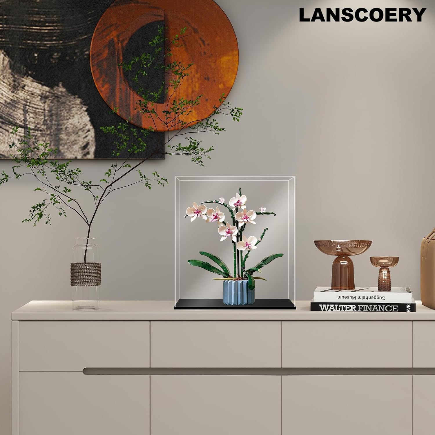 ODM LANSCOERY Acrylic Display Case, Assemble Showcase Display Box for Collectibles, with Dustproof & Seamless Display Design, 11x11x11inch Black Base Custom Logo Service