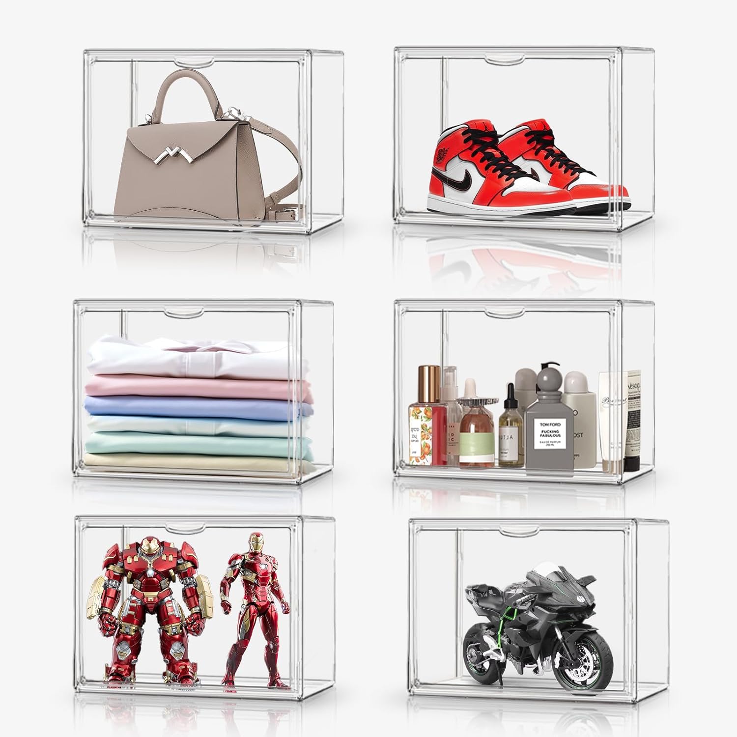 Wholesale OEM ODM 1 Pcs Super Large Acrylic Display Case Purse Handbag Storage Organizer for Closet Clear Stackable Bag Boot Shoe Boxes with Magnetic Door Factory & Supplier