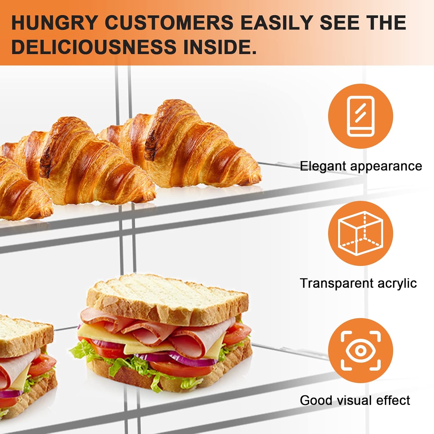 Wholesale OEM ODM Acrylic Display Case Bakery Pastry Display Case Retail Display Counter Cases Acrylic Display Shelf Donut Cookie Display Cabinet Plastic Case Factory & Supplier