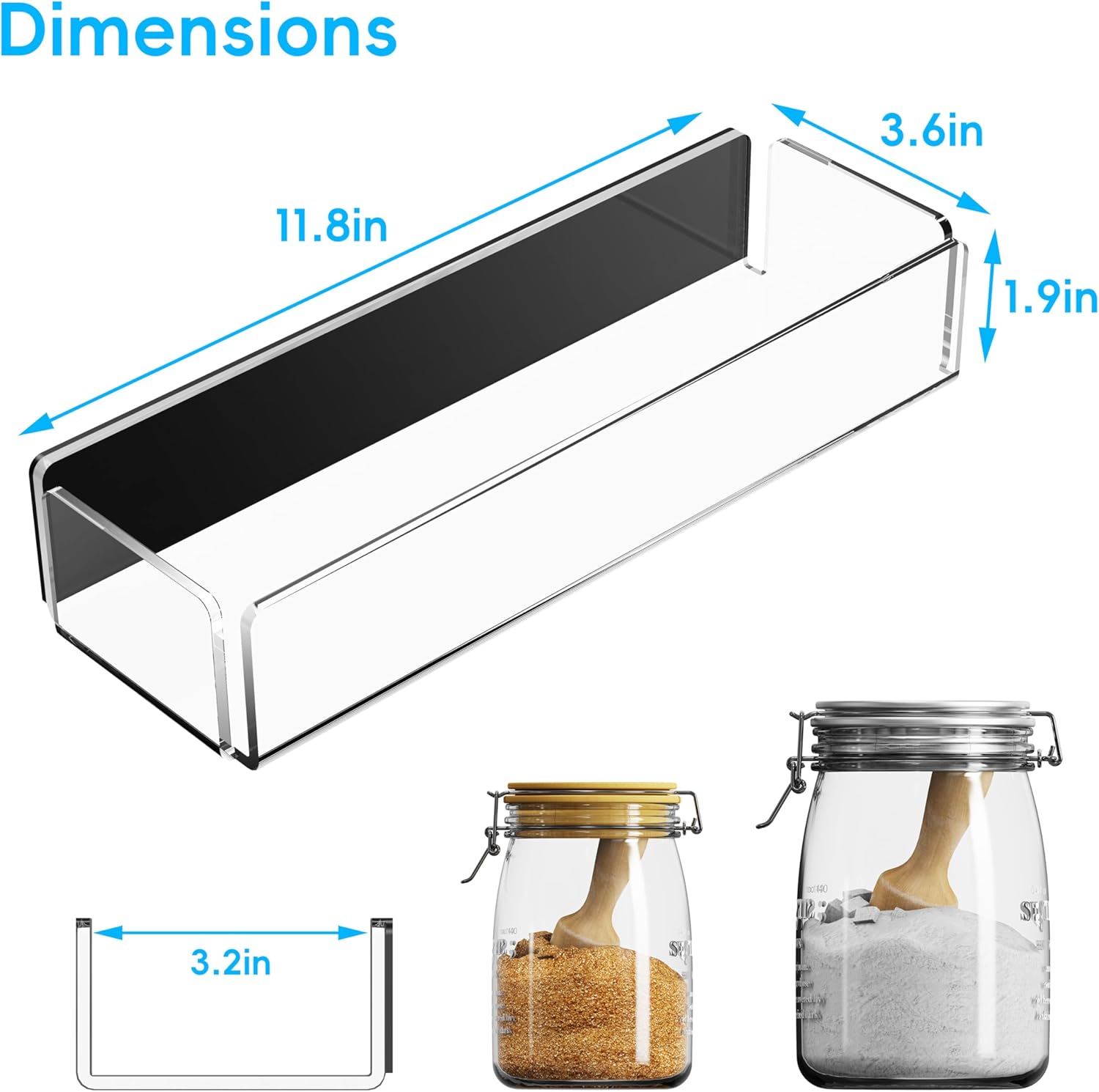 Private Label 2 Pack Acrylic Spice Racks for Refrigerator and Oven, Magnetic Fridge Organizers and Storage, Clear Dropshipping Friendly