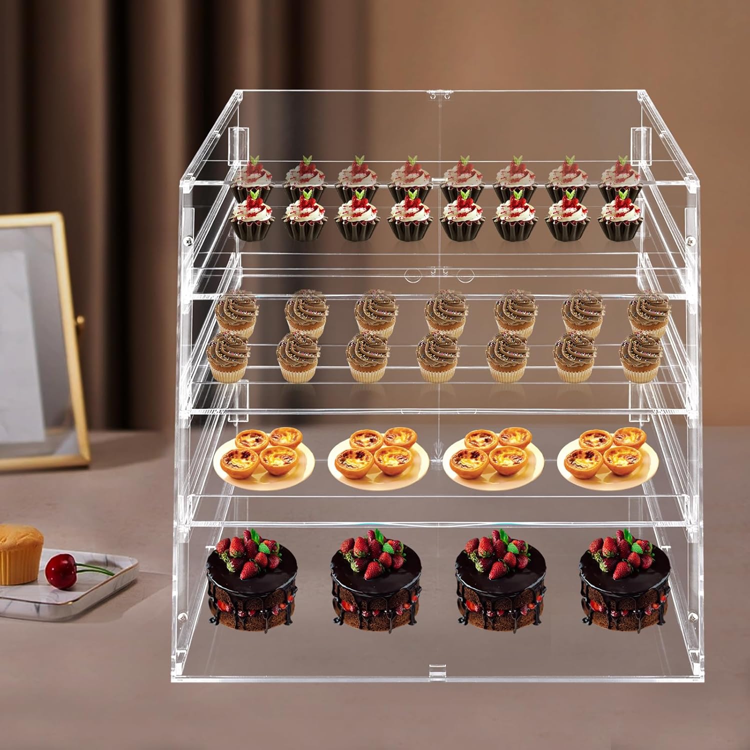 Wholesale OEM ODM 3 Tray Acrylic Bakery Display Case, 18.7 x 17.7 x 17.7 Inch Clear Countertop Pastry Display with Door for Bakery Dessert Cupcake Factory & Supplier