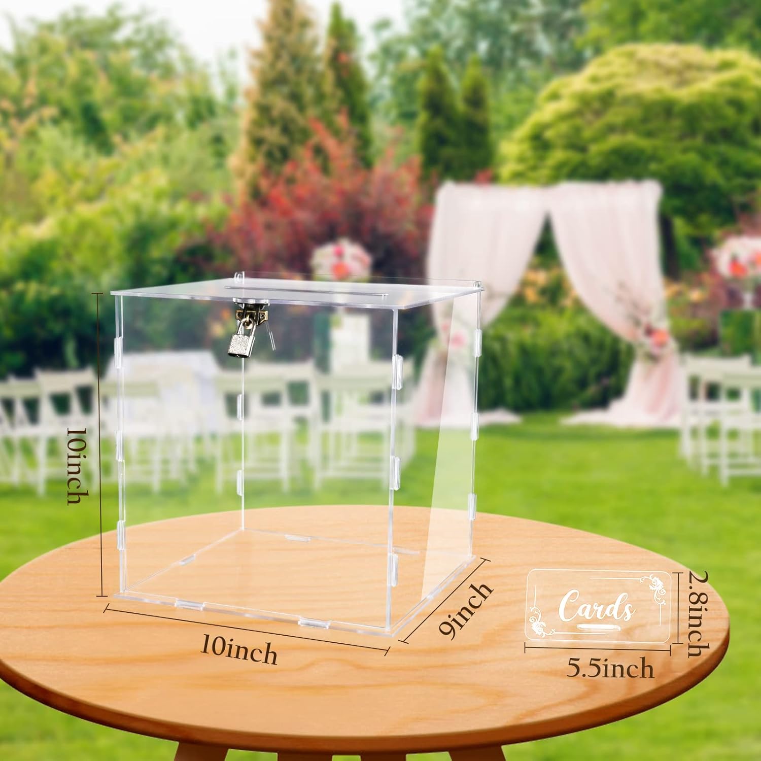 Private Label Clear Acrylic Wedding Card Box with Lock Large Blank DIY Card Boxes with 4 "Card" Text Stickers Gift Card Box for Reception, Party, Wishing Well, Money Box Holder, Graduation Decorations, Baby Shower Wholesale Manufacturer
