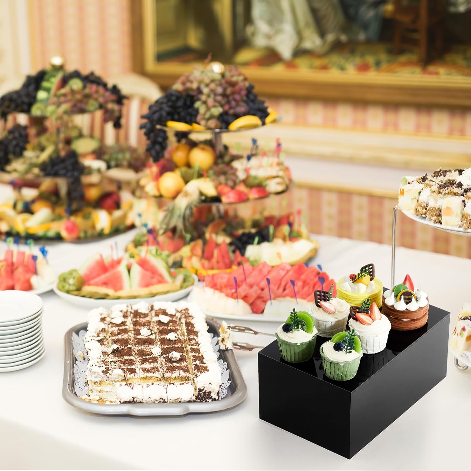 Wholesale OEM ODM Sintuff Buffet Risers 5 Pcs Acrylic Food Display Cube for Buffet Table Dessert Cake Jewelry Figures Show Decor Acrylic Cube Boxes Nesting Risers with Hollow Bottoms(Black,8/9/10/11/12inch) Factory & Supplier