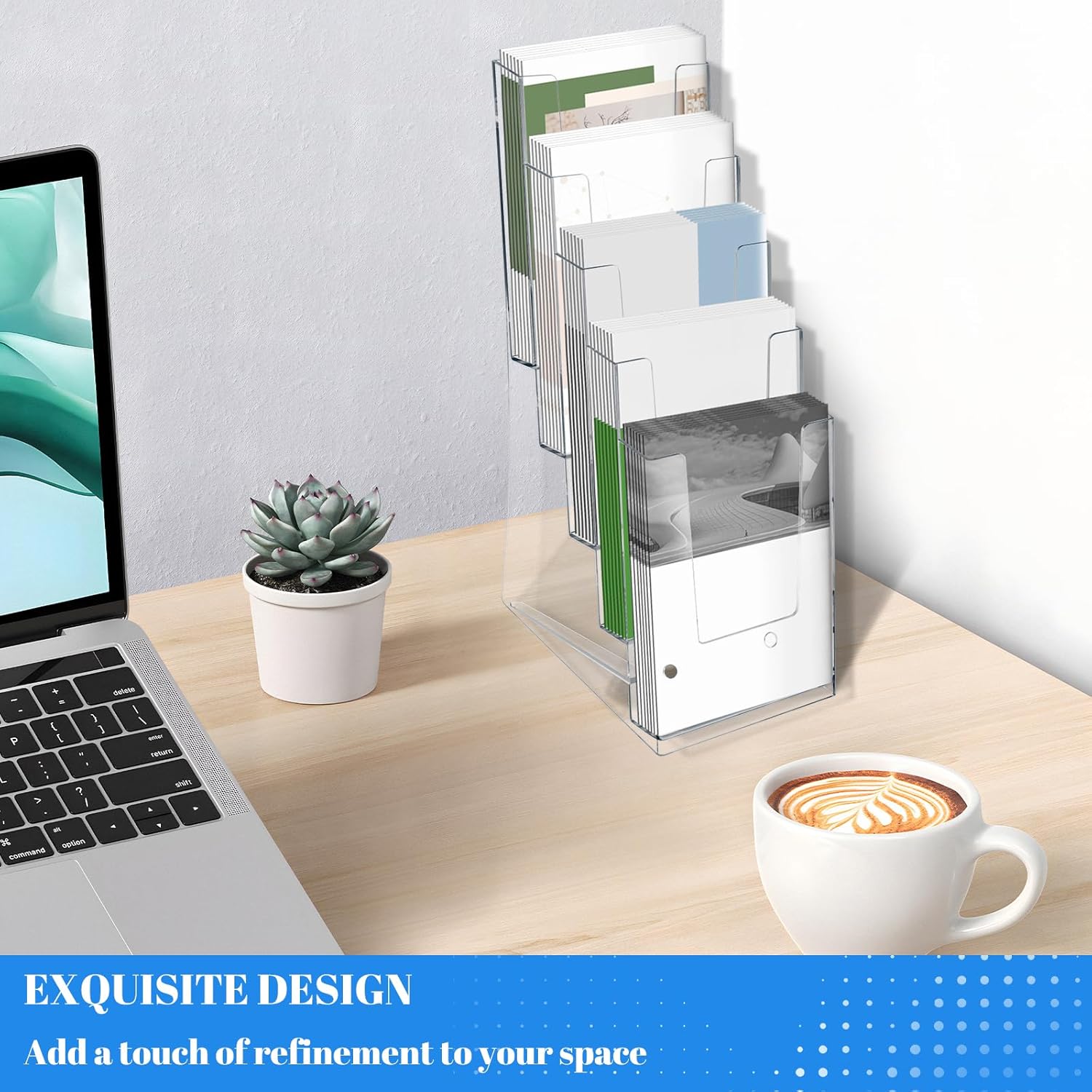 Wholesale 2 Pack Acrylic Brochure Holder 5 Tier Clear Brochure Display Stand Impact Resistant Sturdy Literature Rack Organizer Plastic Brochure Holder for Magazine, Literature, Booklet (2) China Factory Bulk Supply