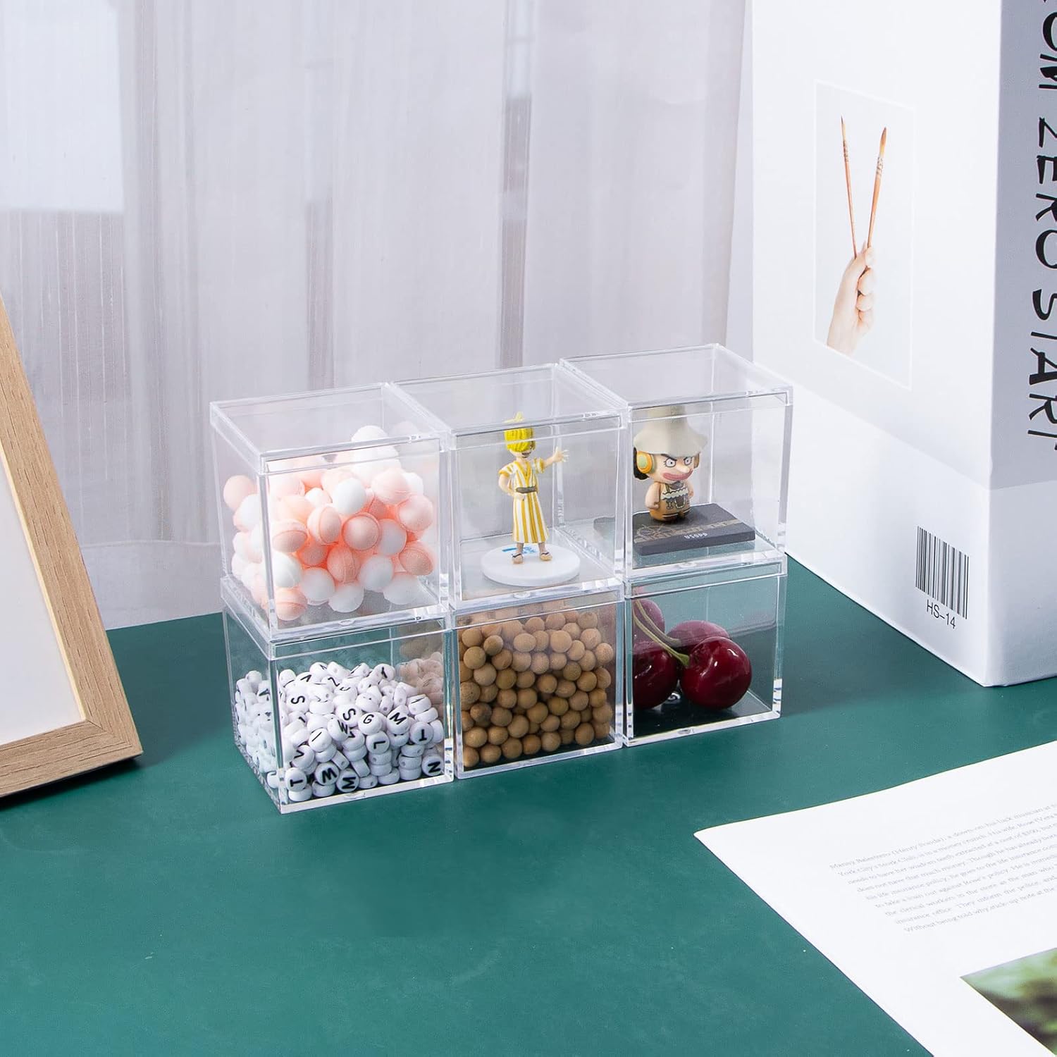 ODM 6 Packs Clear Acrylic Plastic Box, Acrylic Boxes with Lids, Small Square Plastic Containers 2.1''×2.1''×2.2'', Plastic Square Boxes for Candy, Pill and Jewelry Custom Logo Service