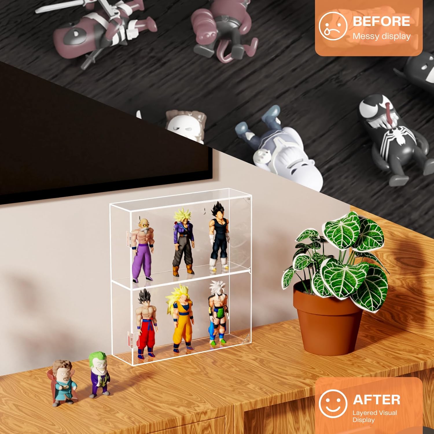 Wholesale OEM ODM Acrylic Display Case - 2 Layer Clear Display Case for Funko Pop Action Figures - Wall Mounted or Desktop Dustproof Display Cabinet Shelf for Labubus Collectibles Mini Toys Factory & Supplier