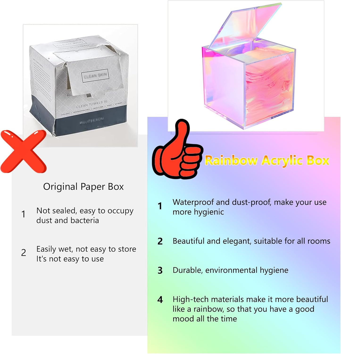 ODM Acrylic Box with Lid Clear Display Case Gift wrap Boxes Prism Box Transparent Square Cube Storage Organizer Containers for Wedding,Birthday Custom Logo Service