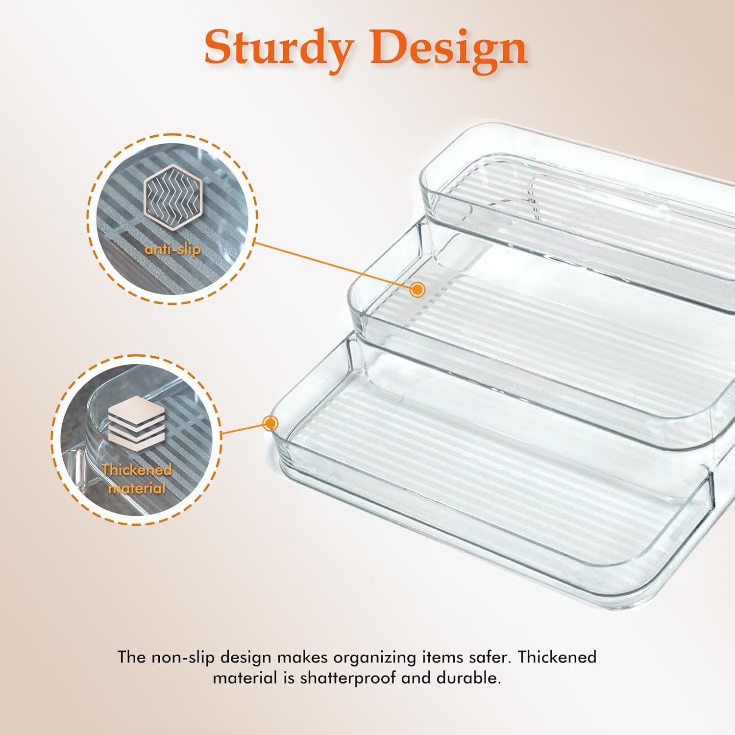 Private Label GREATLINK 3-Tier Spice Rack Organizer for Cabinet and Kitchen Countertop, Acrylic Pantry Organizers and Storage for Spice and Seasoning, Ideal for Perfume Organizer & Medicine Cabinet Organizer, 1PCS Dropshipping Friendly