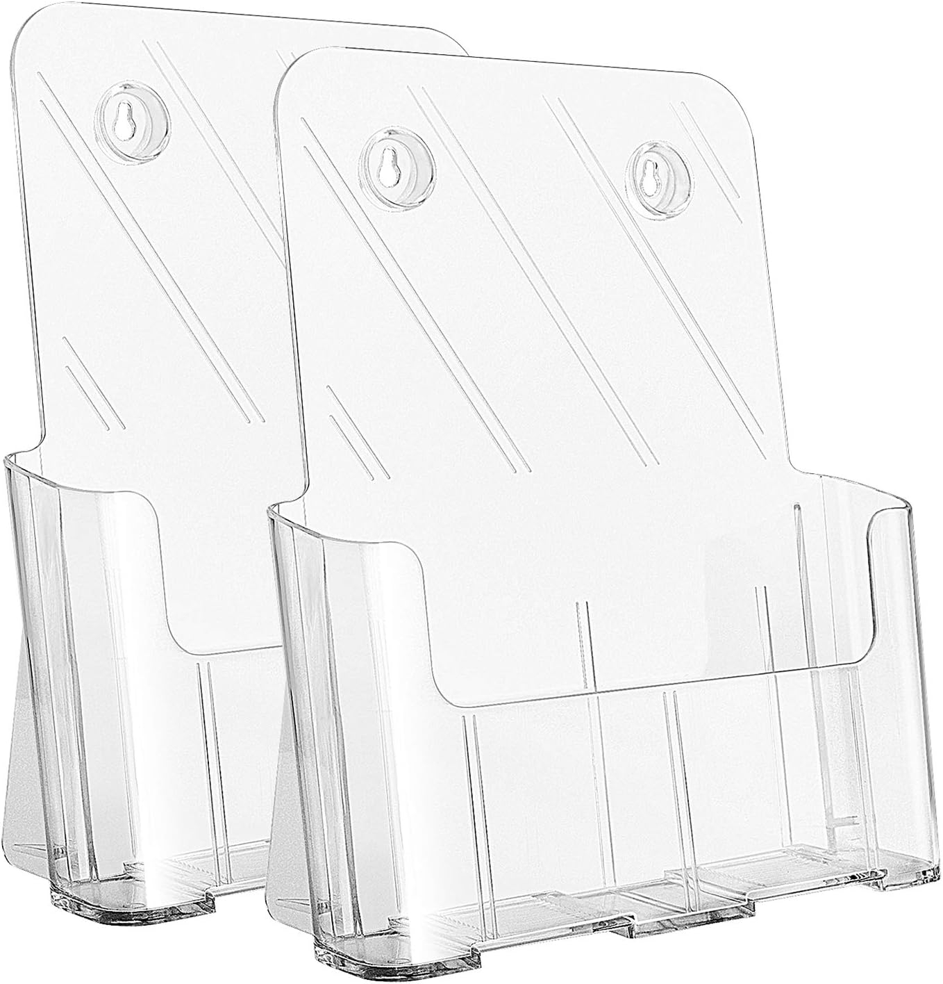 KTRIO Acrylic Brochure Holder 8.5 x 11 inch, Plastic Clear Literature Holders Rack Card Display Trifold Brochures Stand, Stands for Flyer, Pamphlet, Magazine, Booklet, Desk & Wall Mount, 2 Pack