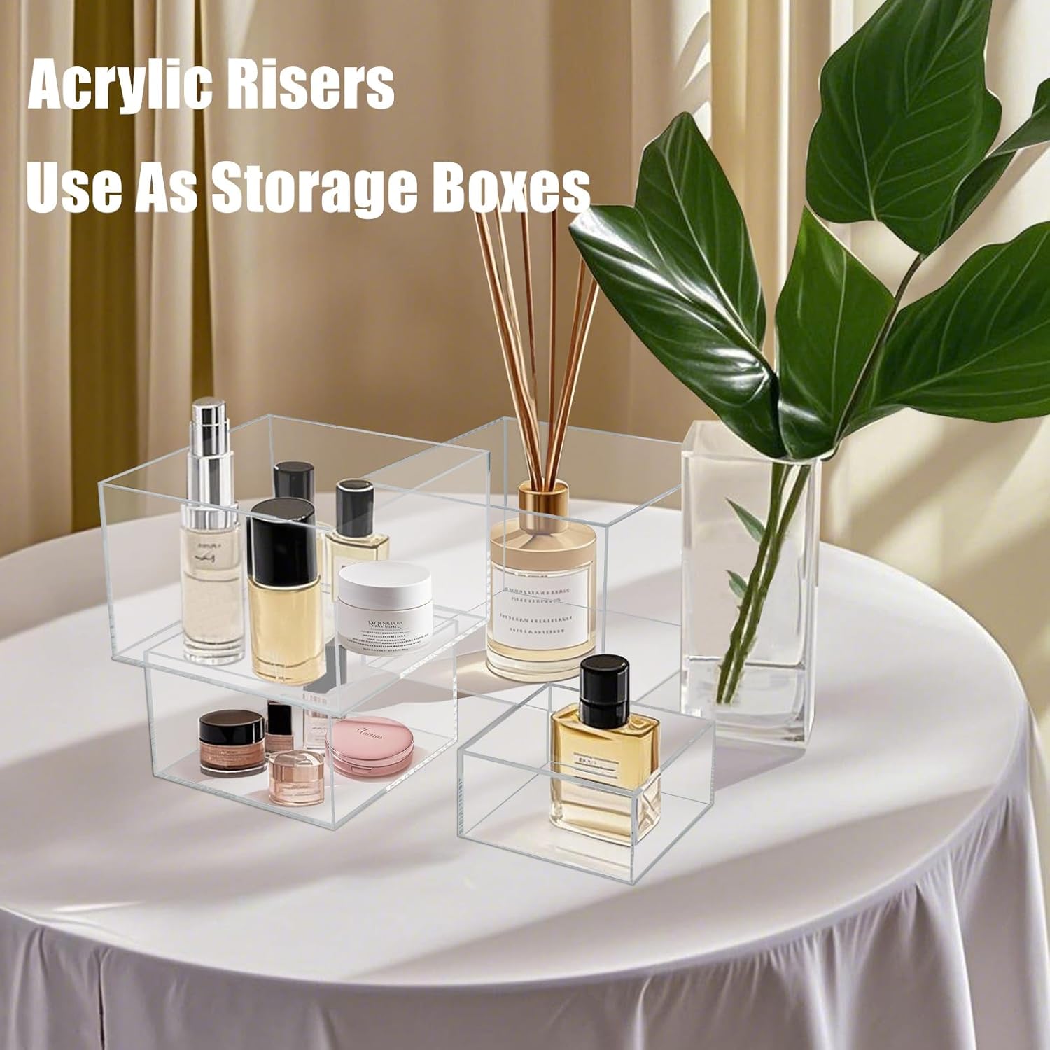ODM Cliselda 6Pcs Clear Acrylic Boxes for Display, Food Risers for Buffet Table Party Cupcake Candy Desset,Acrylic Nesting Risers Display Stands Cube Boxes with Hollow Bottoms Custom Logo Service
