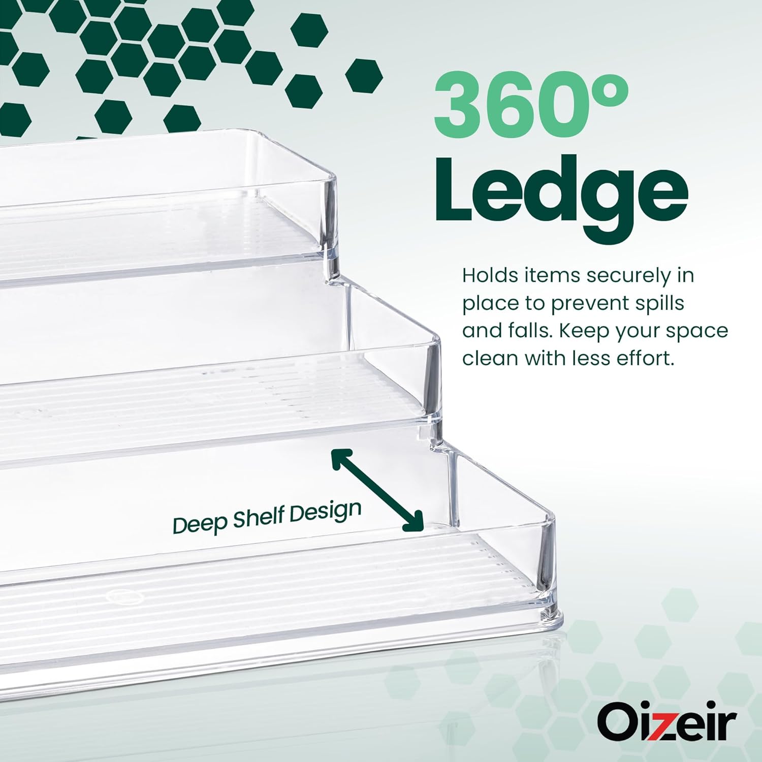 Private Label Oizeir Clear Spice Rack (2-Pack) – 3-Tier Acrylic Organizer for Cabinet – Deep Spice Shelf – 10.4 x 9.6 x 4 Inches – Holds Seasoning and Condiments Dropshipping Friendly