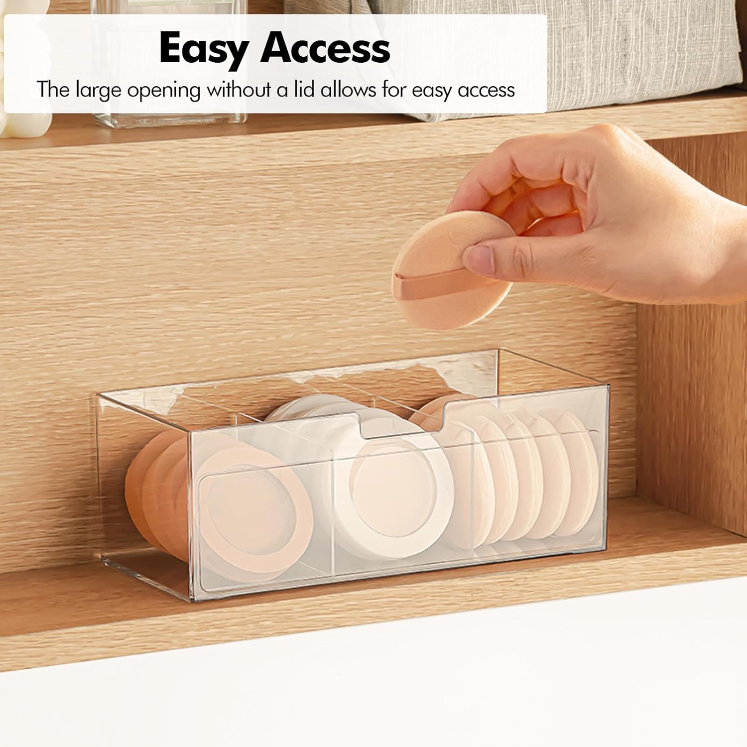Private Label Poeland 2 Pack Makeup Organizer, Stackable Storage Organizer with U-shaped Removable Divider, Clear Storage Box for Medicine Cabinet, Closet, Bathroom, Counter Custom Logo Service