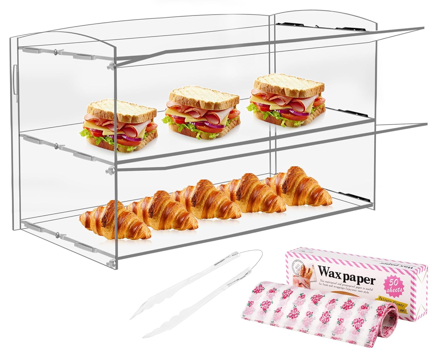 Wholesale OEM ODM Acrylic Display Case 2 Layer Bakery Pastry Display Case Retail Display Counter Cases Acrylic Display Shelf Donut Cookie Display Cabinet Plastic Case Factory & Supplier