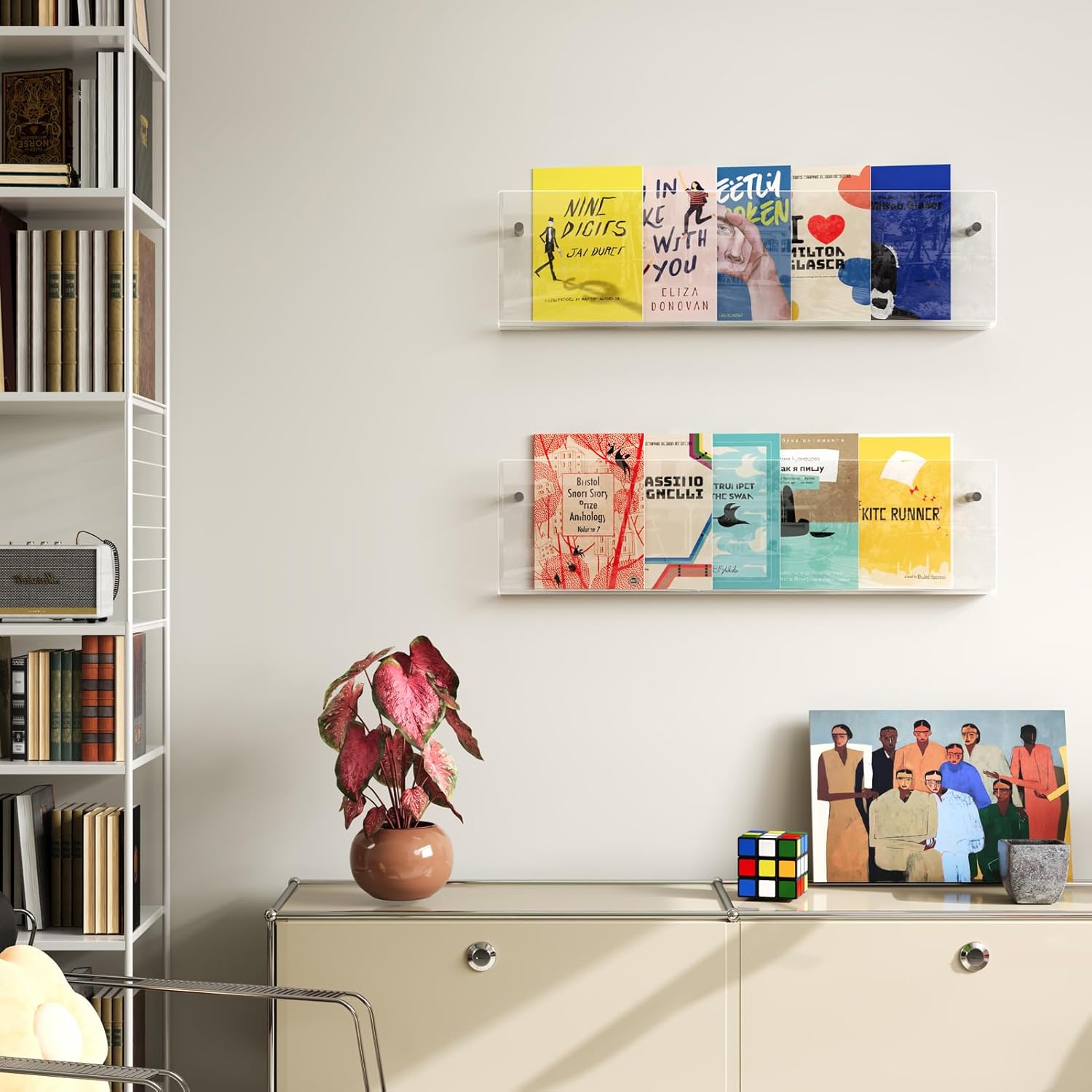Wholesale Acrylic Magazine Holder, 2 Pack Hanging Bookshelf Magazine Rack, Wall Mounted Floating Brochure Display for Waiting Room, Office, Home (Clear, 24 Inch) China Factory Bulk Supply