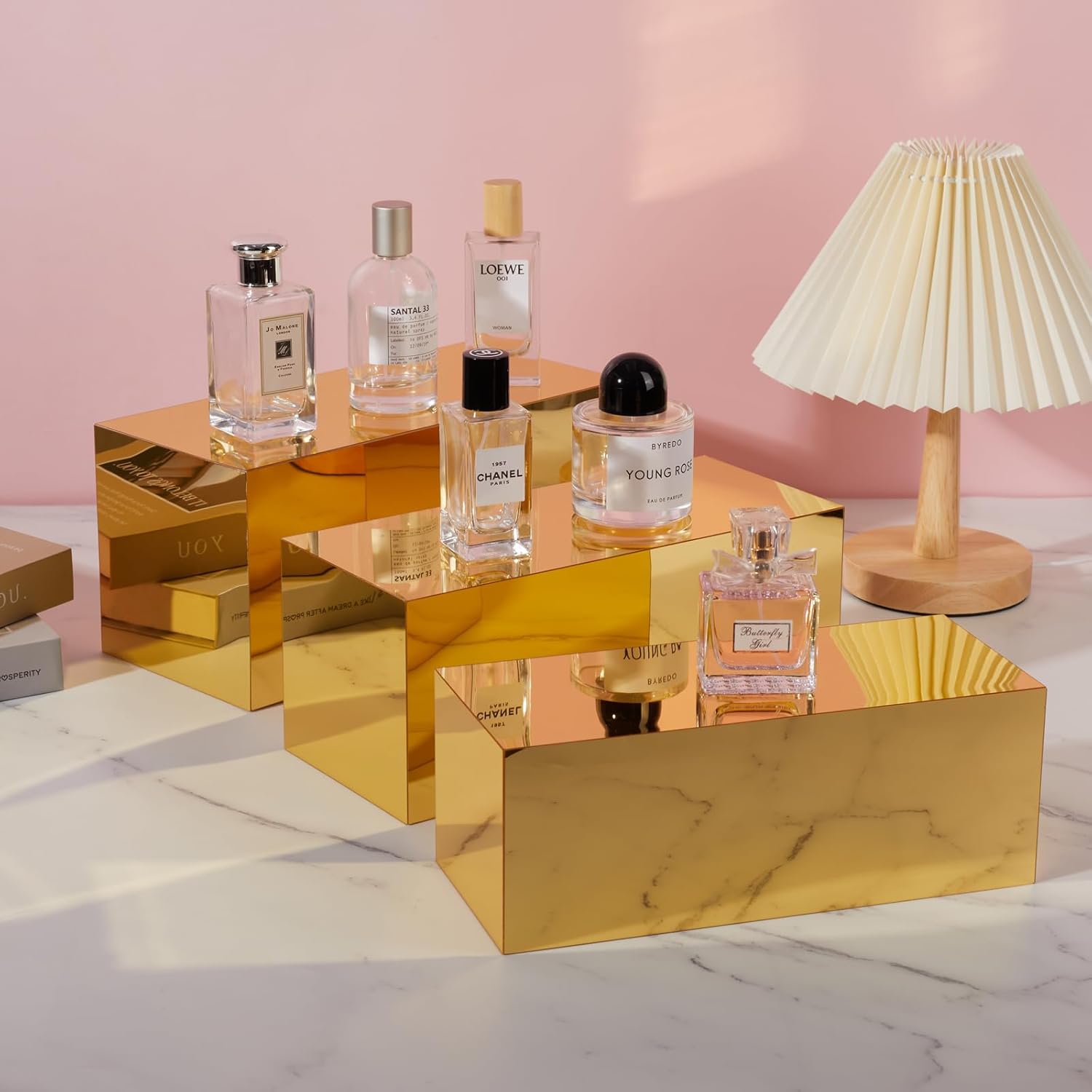 ODM Acrylic Food Display Risers, Gold Risers Boxes 5Pcs Rectangular Display Stand Shelf Buffet Risers for Catering Dessert Buffet Table, Parties, Weddings, Collectibles Shoes Display(5pc) Custom Logo Service