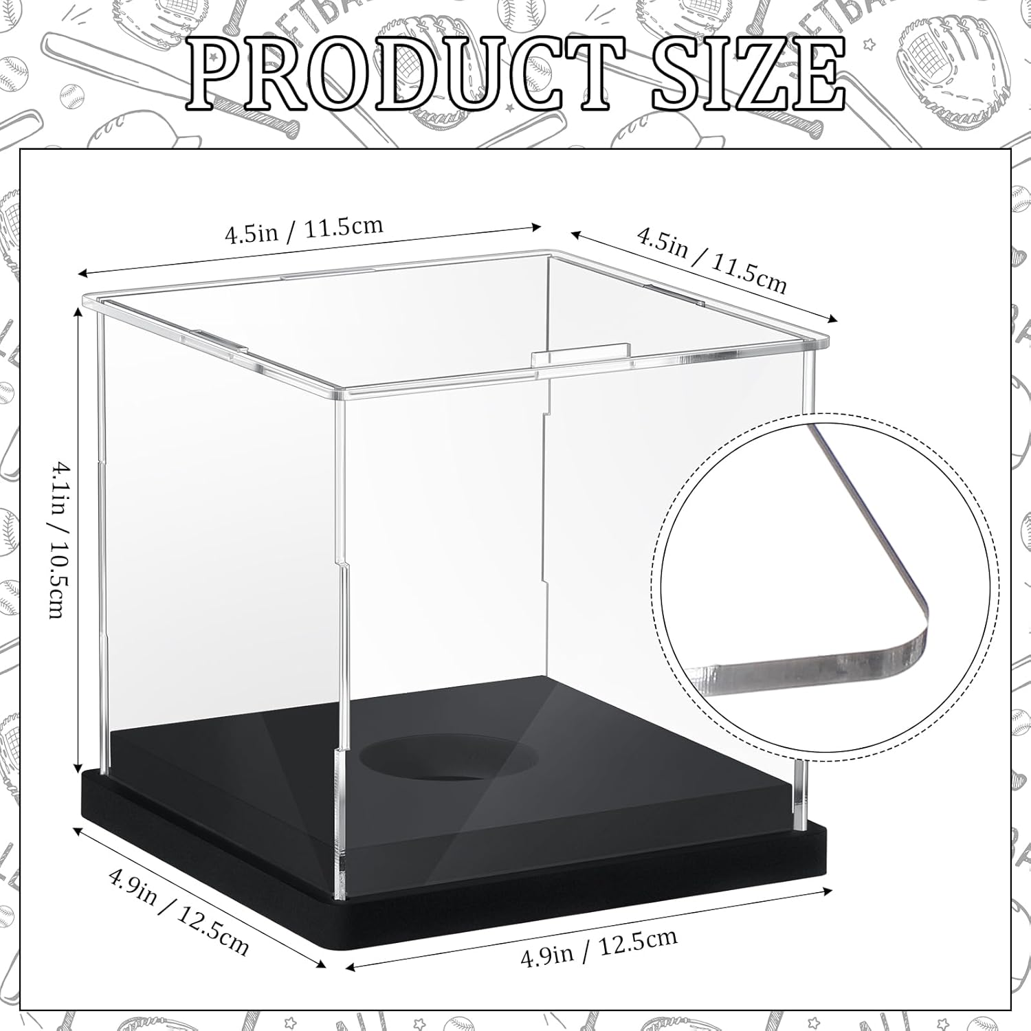 ODM Baderke 2 Pcs Softball Display Case Acrylic Softball Baseball Stand Holder UV Protected Memorabilia Ball Box Clear Display Cube for Sports Ball Storage (Remove The Protective Film Before Use) Custom Logo Service