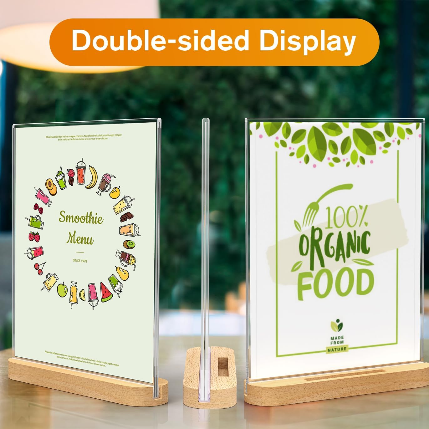 Wholesale MaxGear Acrylic Sign Holder 8.5x11, Clear Table Display Stand With Wood Base, T Shape Slant Back Sign Frame Plastic Paper Holder Detachable Base Table Menu Flyer Stand for Office Store 3 Pack China Factory Bulk Supply