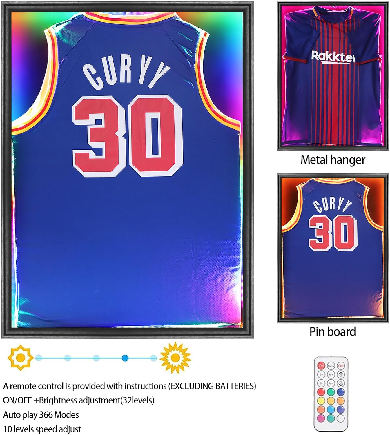 Private Label Jersey Display Frame Case, Large Lockable Shadow Box Sports Jersey Frame with 98% UV Protection Acrylic and Hanger for Baseball Basketball Football Shirt Ecommerce Ready Product
