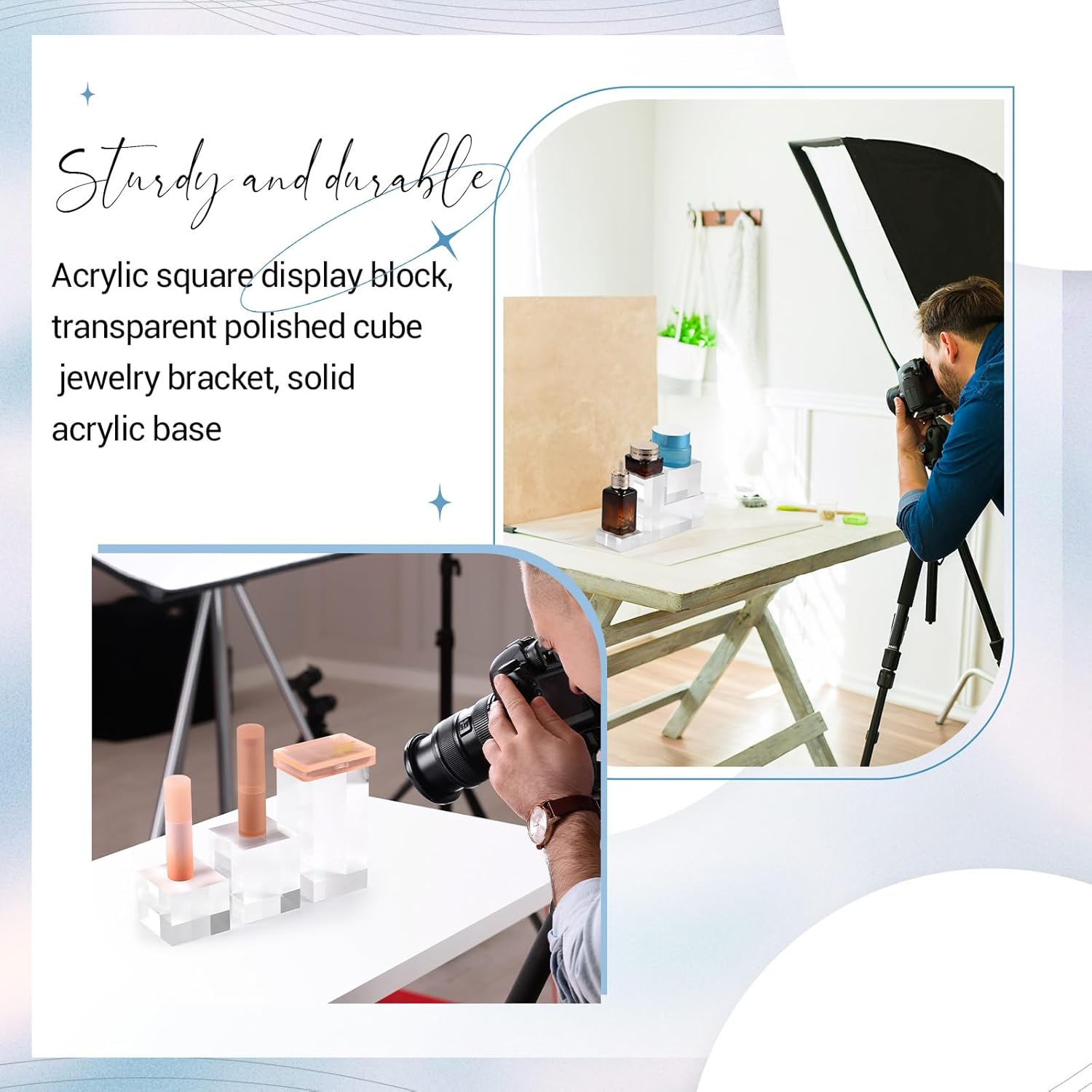 Private Label Marsui 10 Pcs Acrylic Cubes for Display Product Photography Props Transparent Acrylic Block Set for Boutique Jewelry Cosmetic Crafts Closet Show (Classic,5 Sizes) Wholesale Manufacturer
