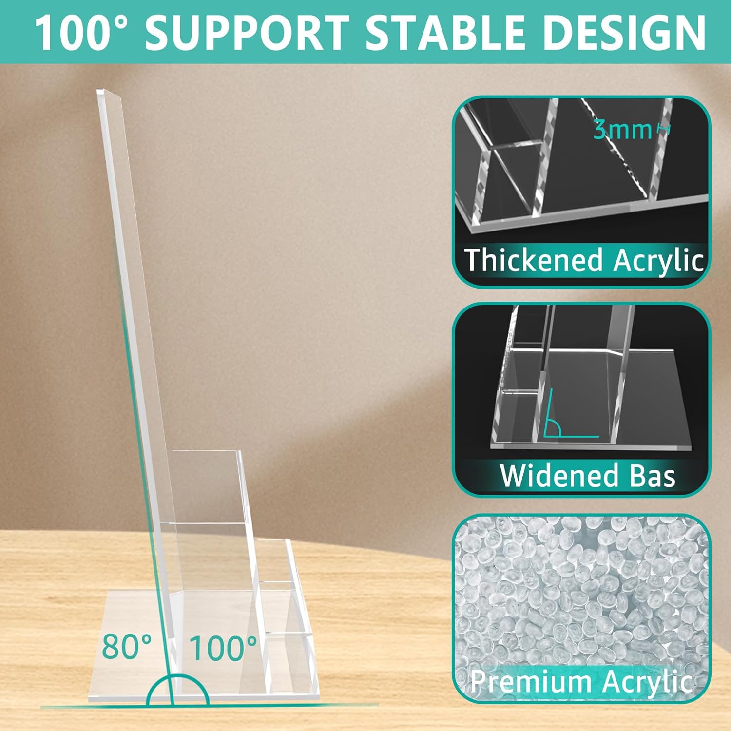Wholesale 2 Pack Acrylic Brochure Holder 8.5 x 11 Inch with Business Card Holder, Clear Acrylic Brochure Holder Plastic Flyer Display Stand for Magazine, Pamphlet, Booklets, Menu, Journals, Literature China Factory Bulk Supply